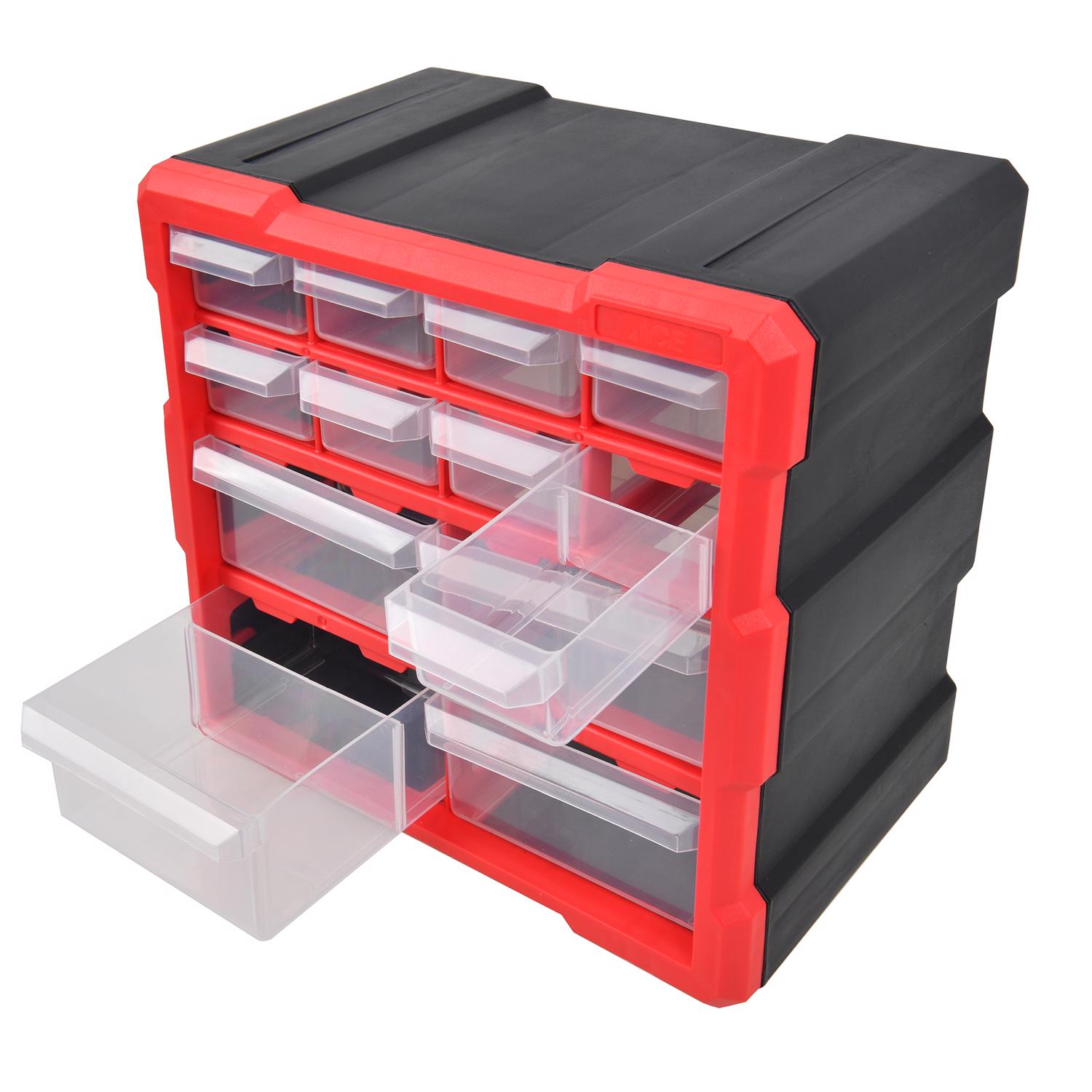 Ace 6.3 in. W X 10.24 in. H Storage Bin Plastic 12 compartments Black/Red - Jamoozus