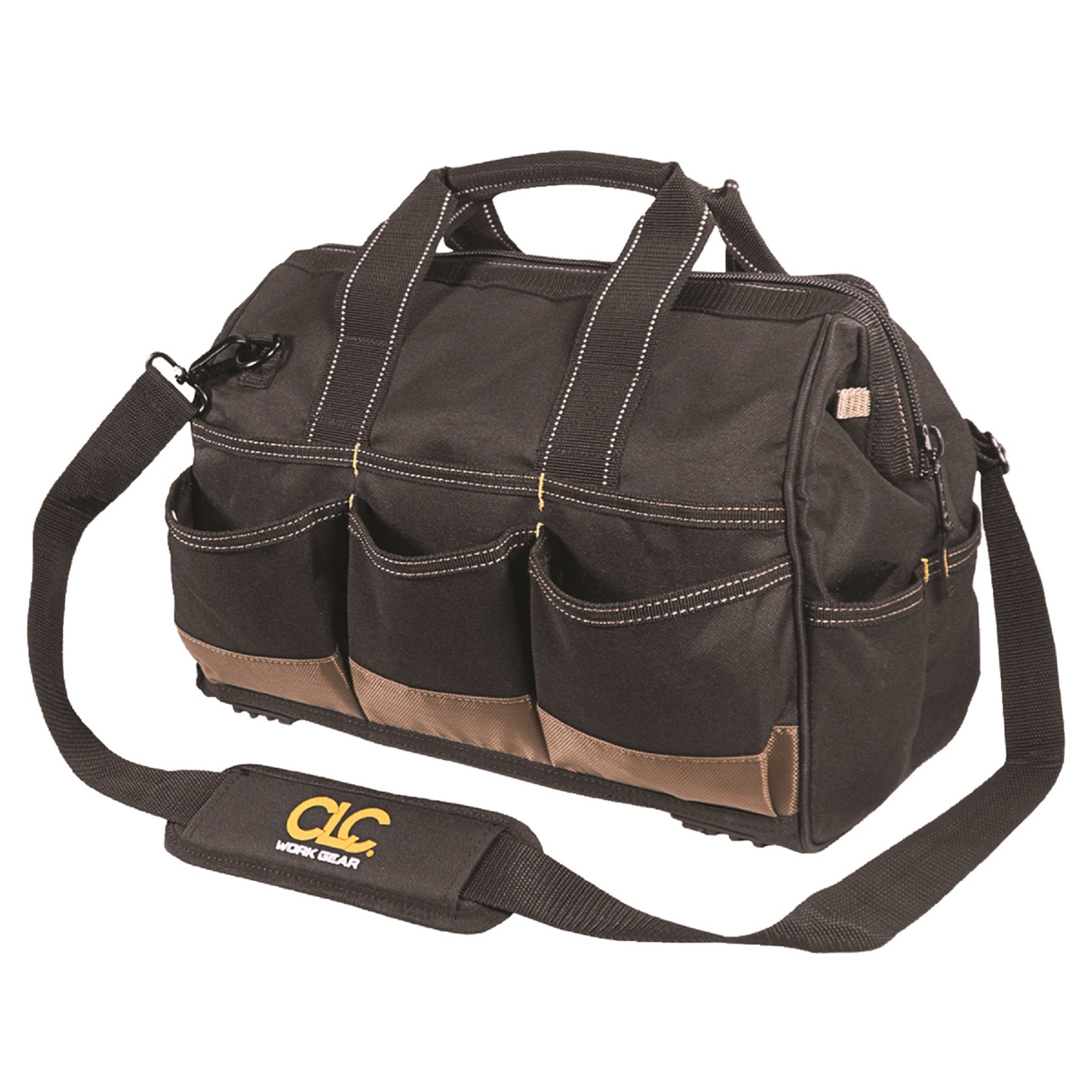 CLC 8 in. W X 11 in. H Polyester Tote Bag with Plastic Tray 25 pocket Black/Tan 1 pc - Jamoozus