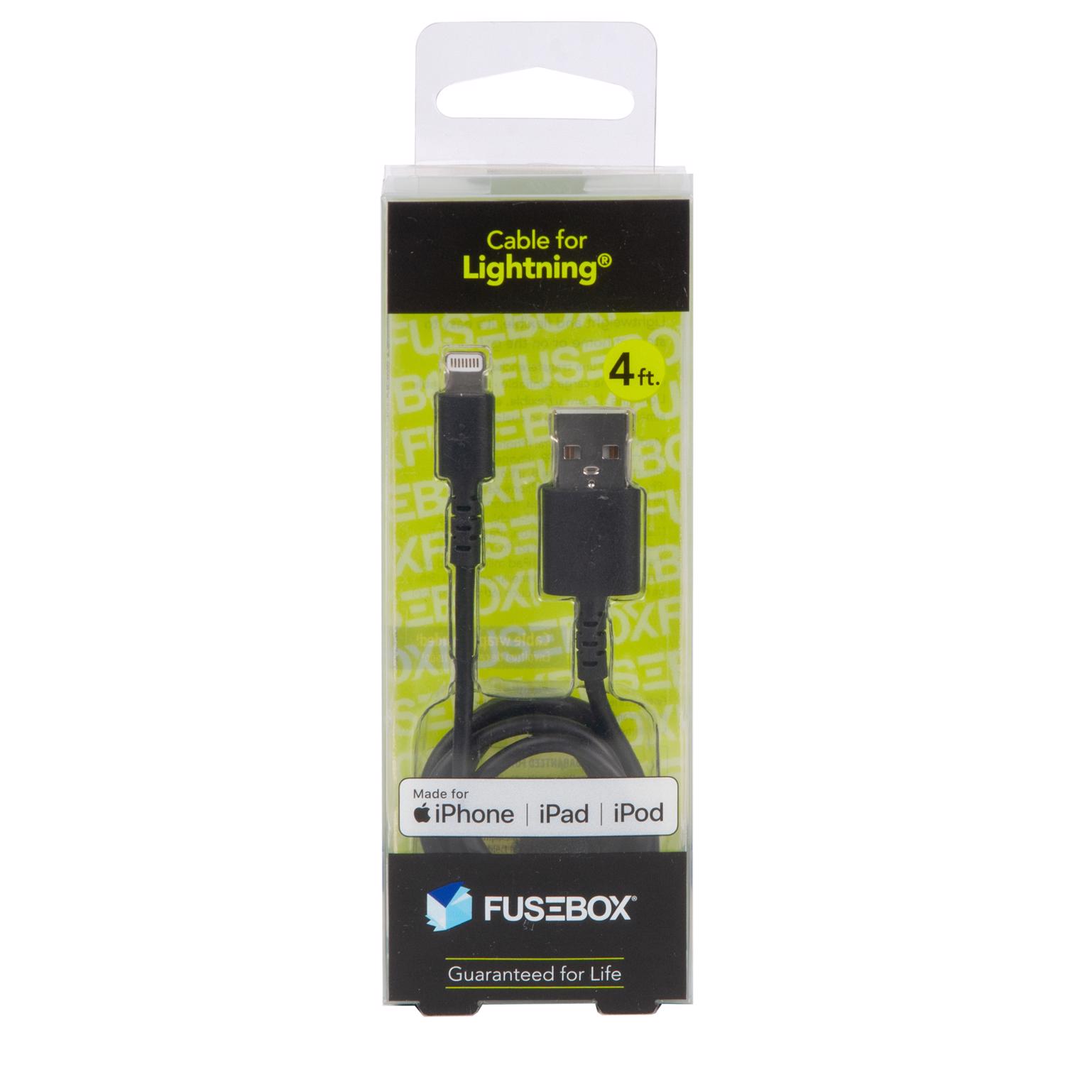 Fusebox Lightning Black USB Cable For Apple 4 L - Jamoozus