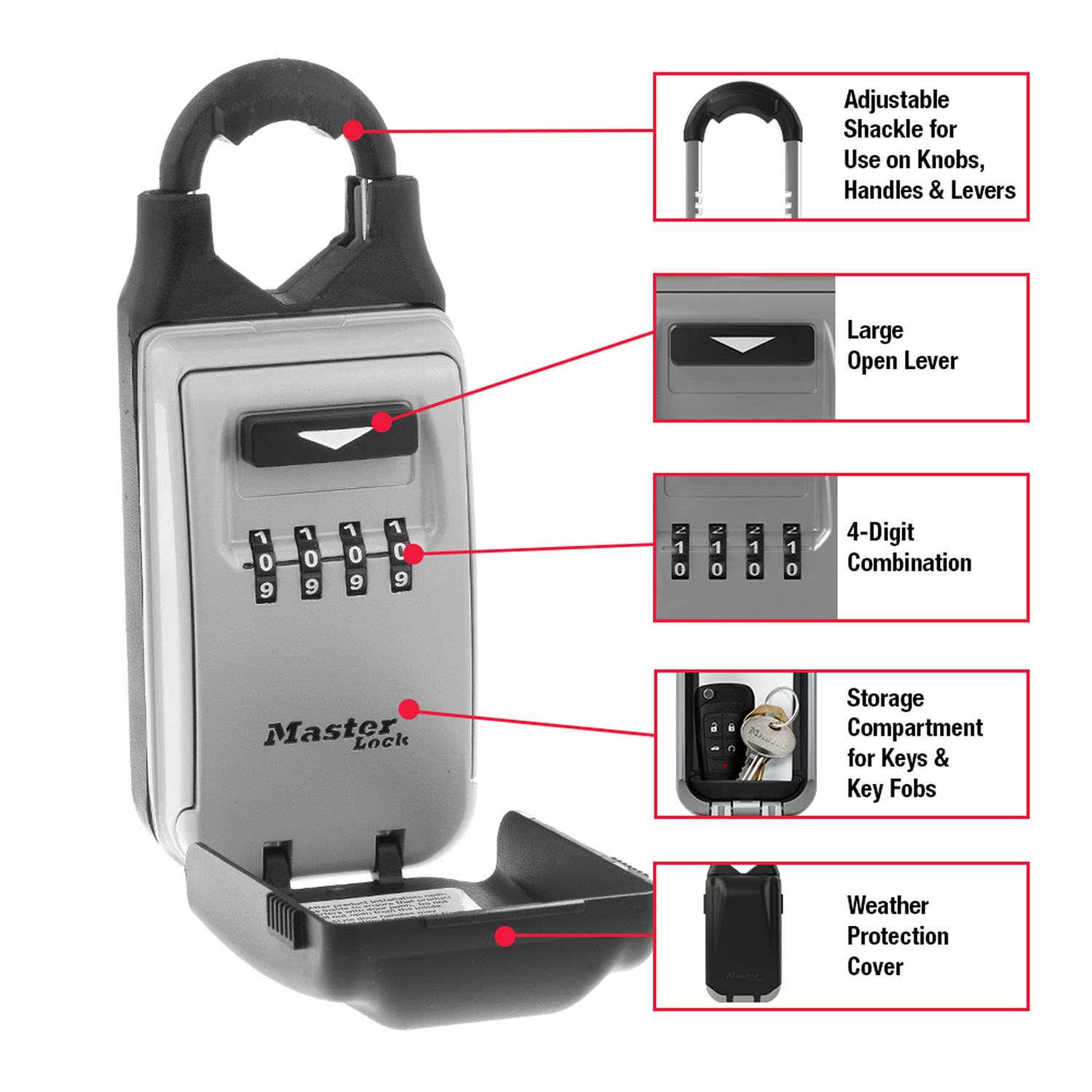 Master Lock 2-7/8 in. W Metal 4-Dial Combination Lock Box - Jamoozus