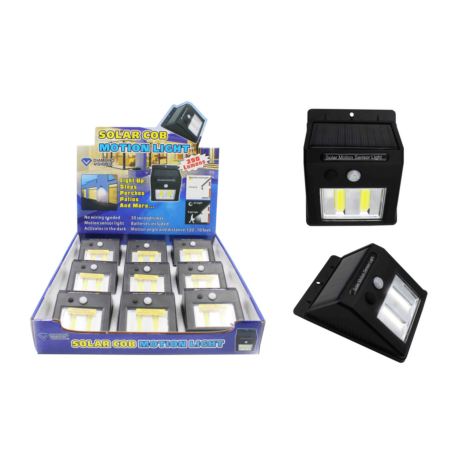 Diamond Visions Motion-Sensing LED Black Security Light - Jamoozus