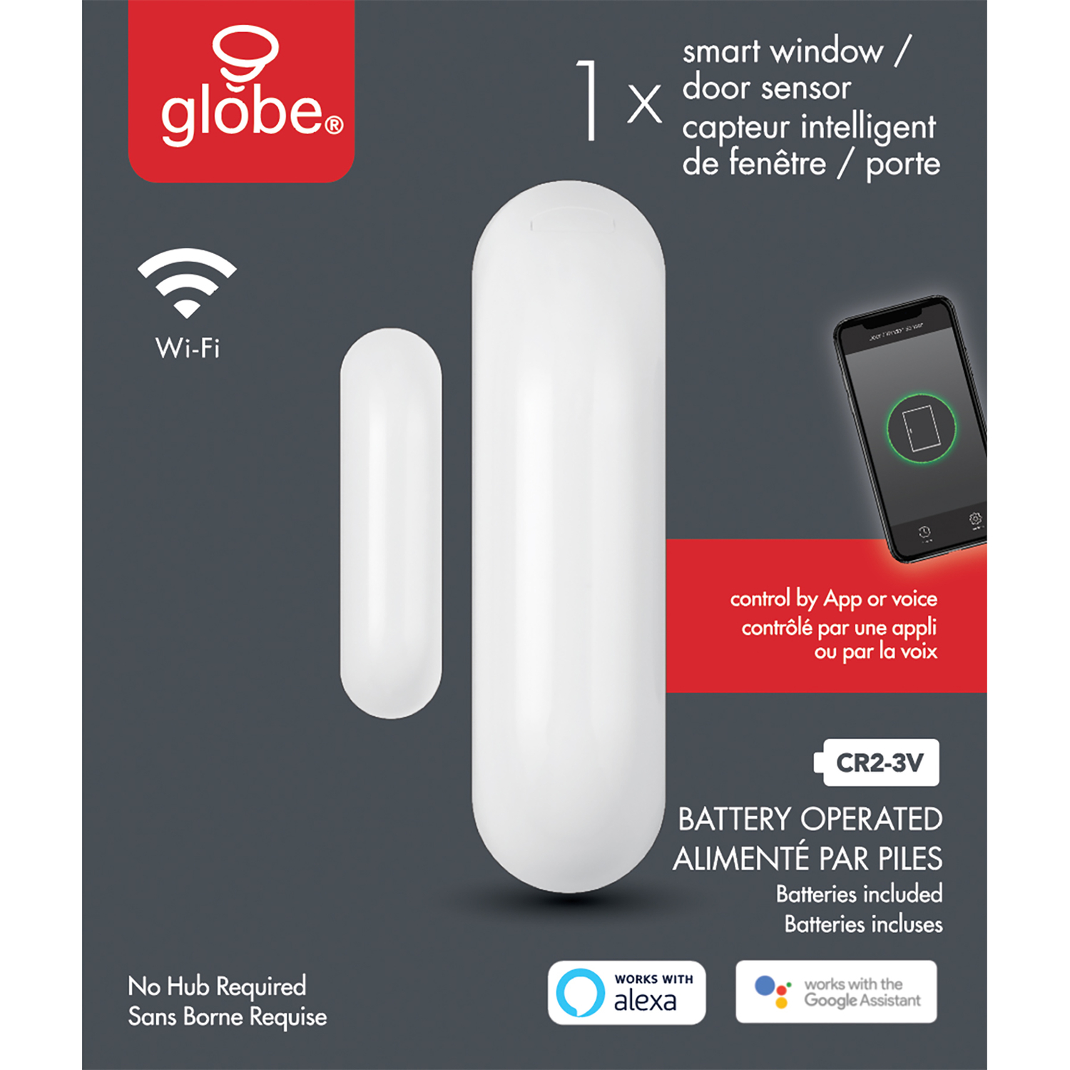 Globe Electric Wi-Fi Smart Home Battery Powered Indoor White Smart-Enabled Door and Window Sensor - Jamoozus