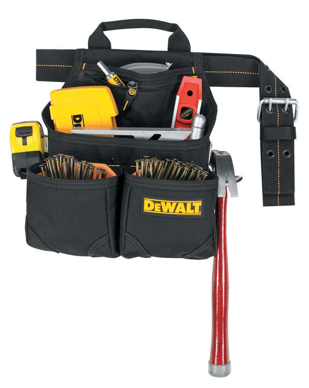 DeWalt 5.5 in. W X 15.25 in. H Ballistic Polyester Nail and Tool Pocket Apron 6 pocket Black/Yellow - Jamoozus