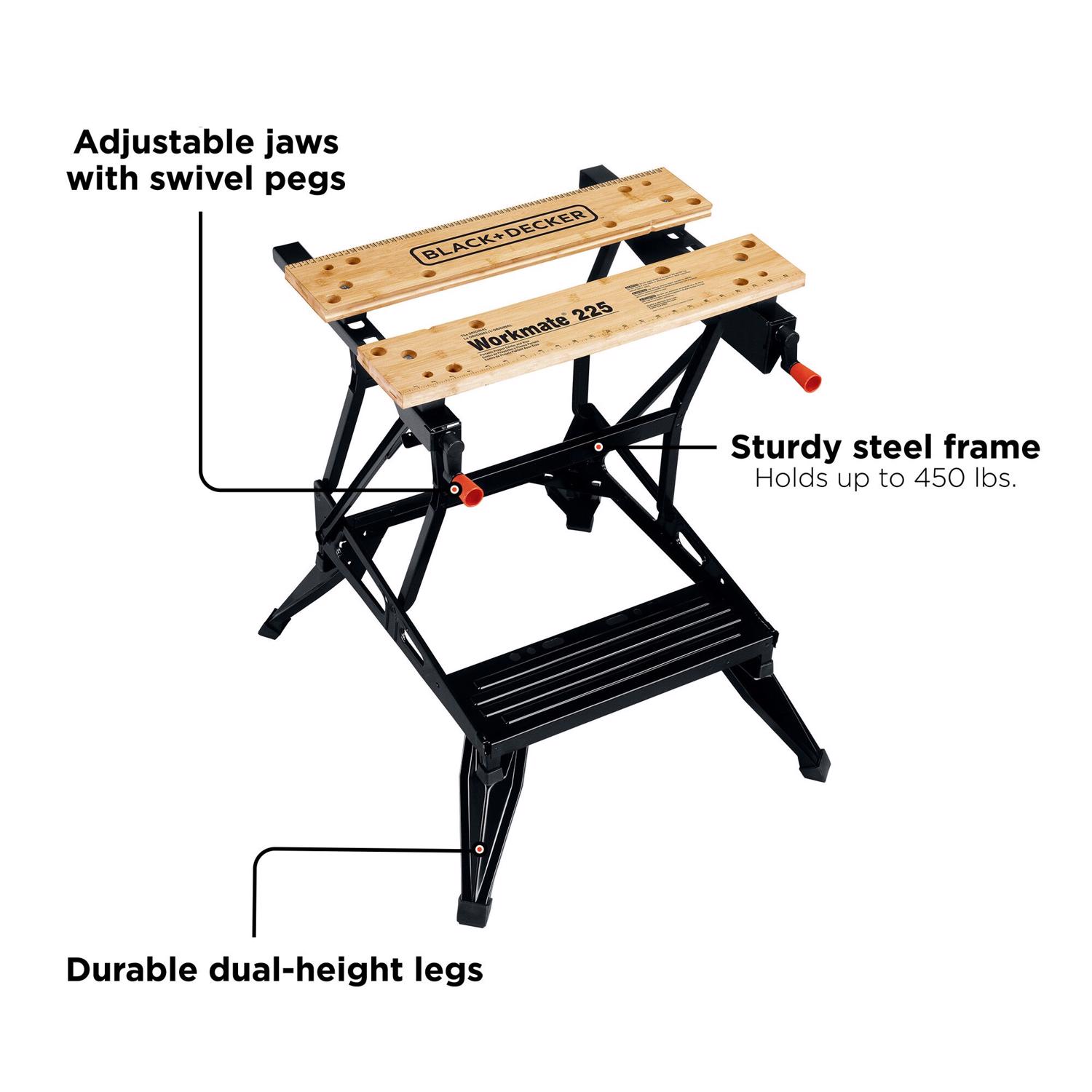 Black+Decker Workmate 225 30.25 in. L X 6.75 in. W X 24.12 in. H Classic Folding Workbench 450 lb - Jamoozus