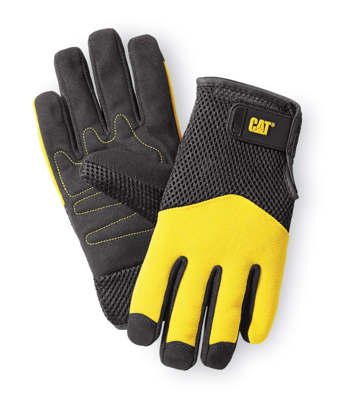 Cat Men's Indoor/Outdoor Padded Work Gloves Black/Yellow L 1 pair - Jamoozus