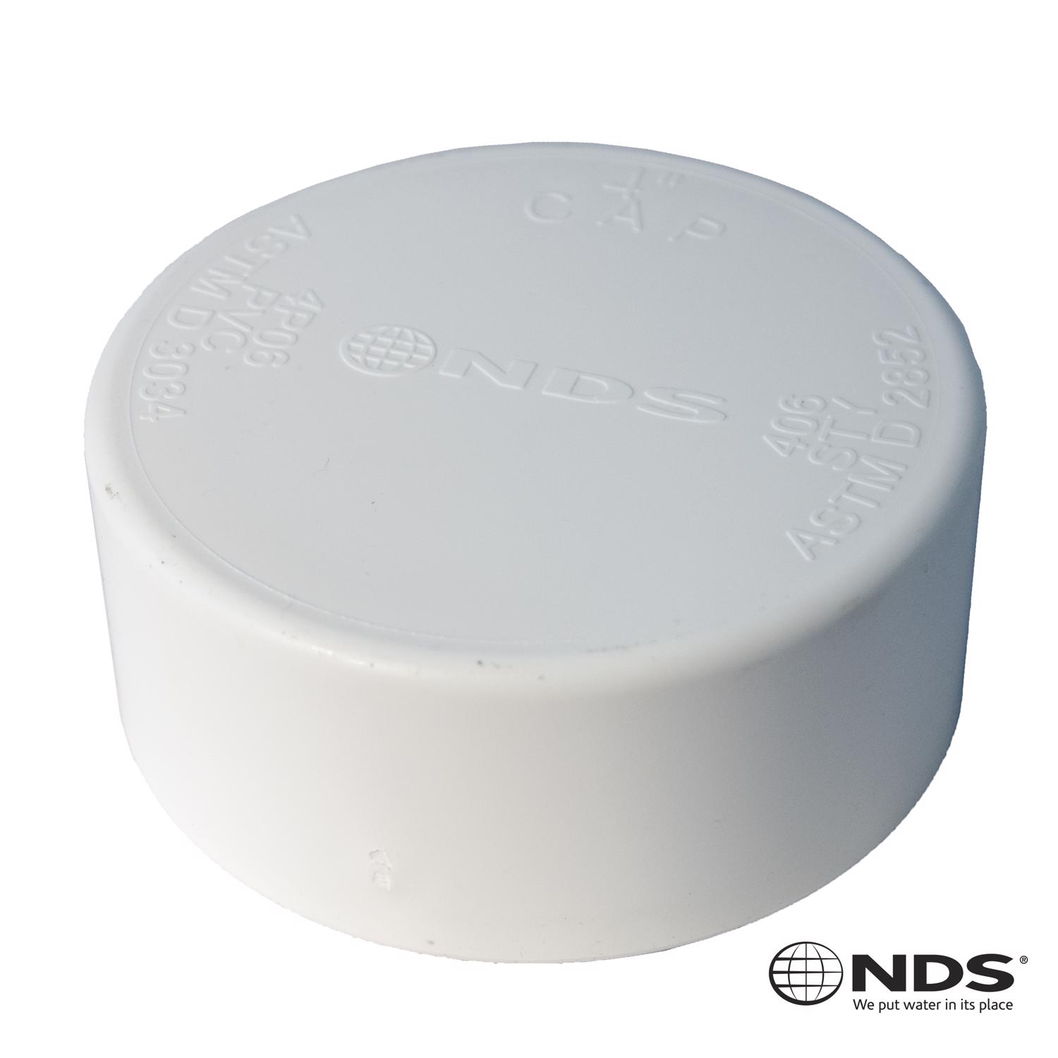 NDS Schedule 35 4 in. Hub each X 4 in. D Hub PVC Drain Cap 1 pk - Jamoozus