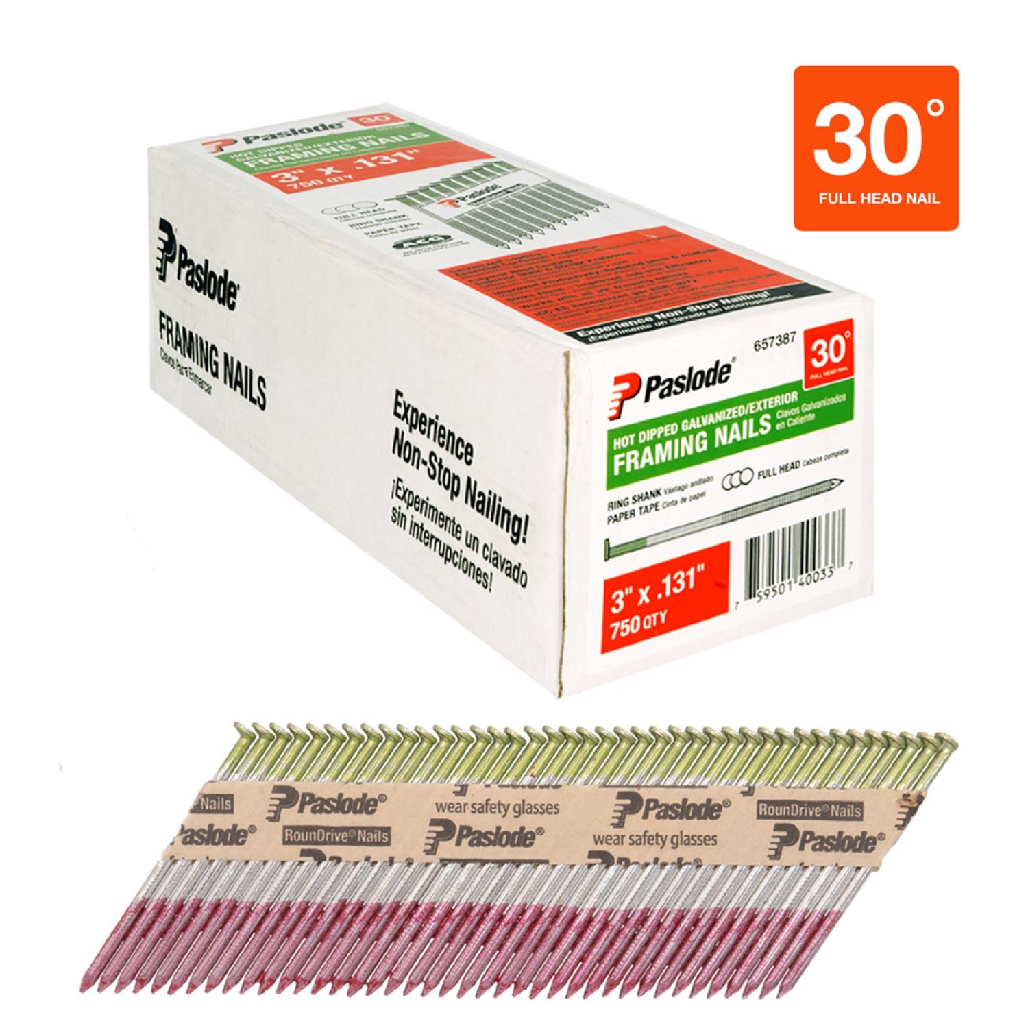 Paslode 3 in. Framing Hot-Dipped Galvanized Steel Nail Full Round Head - Jamoozus