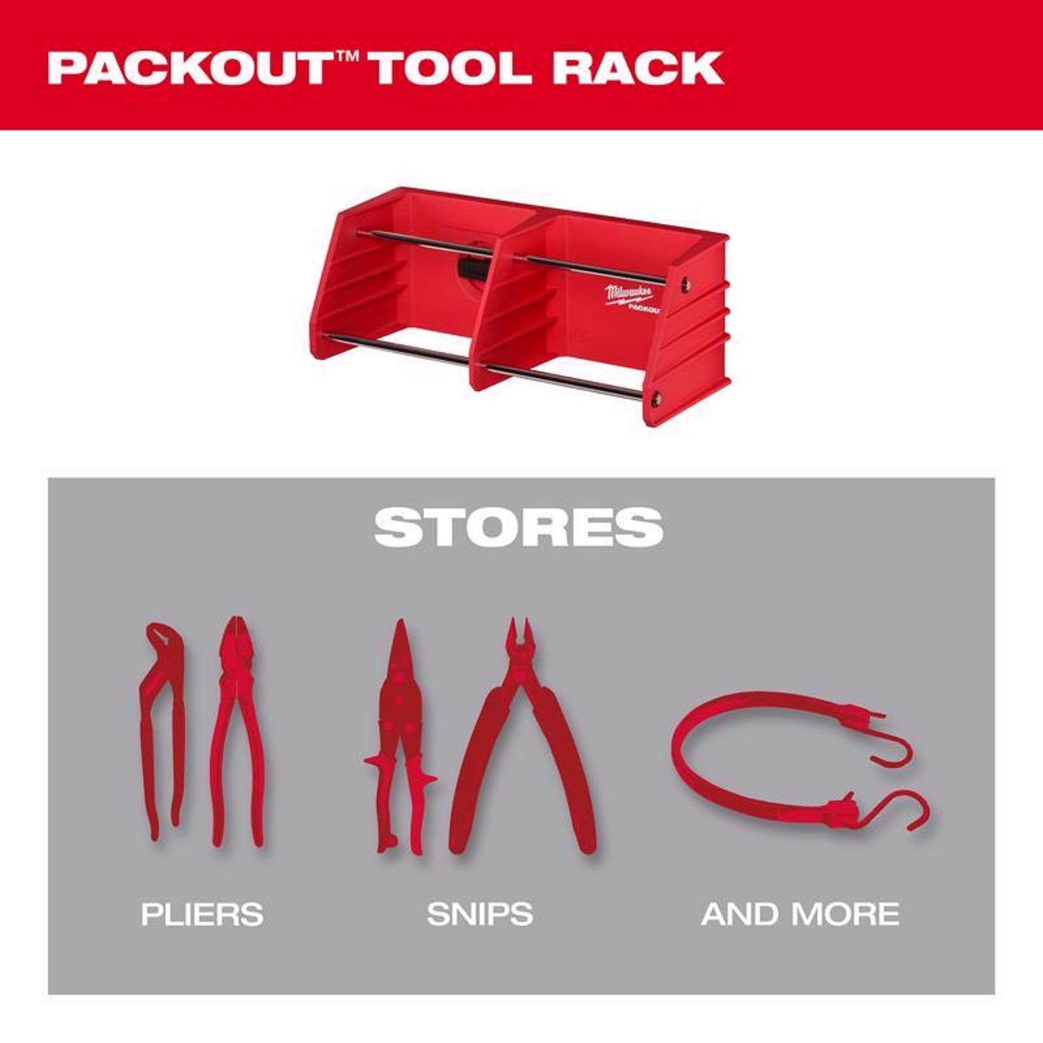Milwaukee PACKOUT SHOP STORAGE Garage Organizer Tool Rack Black/Red - Jamoozus