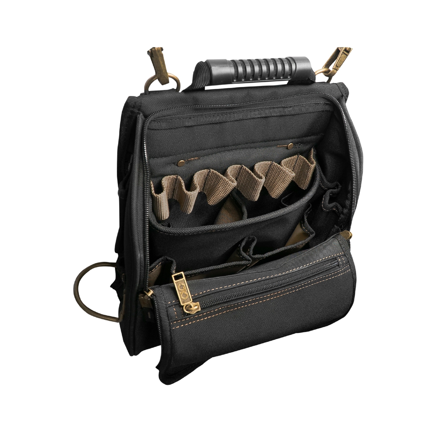 CLC 4 in. W X 15.25 in. H Polyester Electrician's Pouch 21 pocket Black/Tan 1 pc - Jamoozus