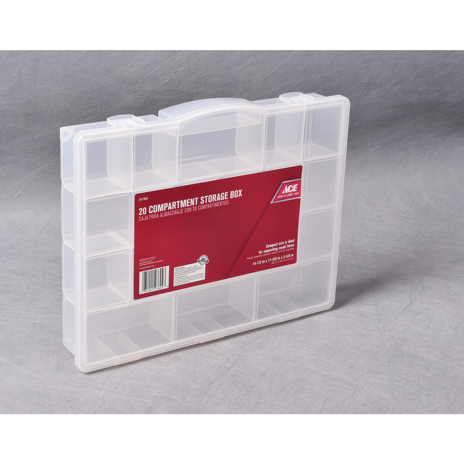Ace 14-1/2 in. W X 2-11/16 in. H Storage Box Plastic 20 compartments Clear - Jamoozus