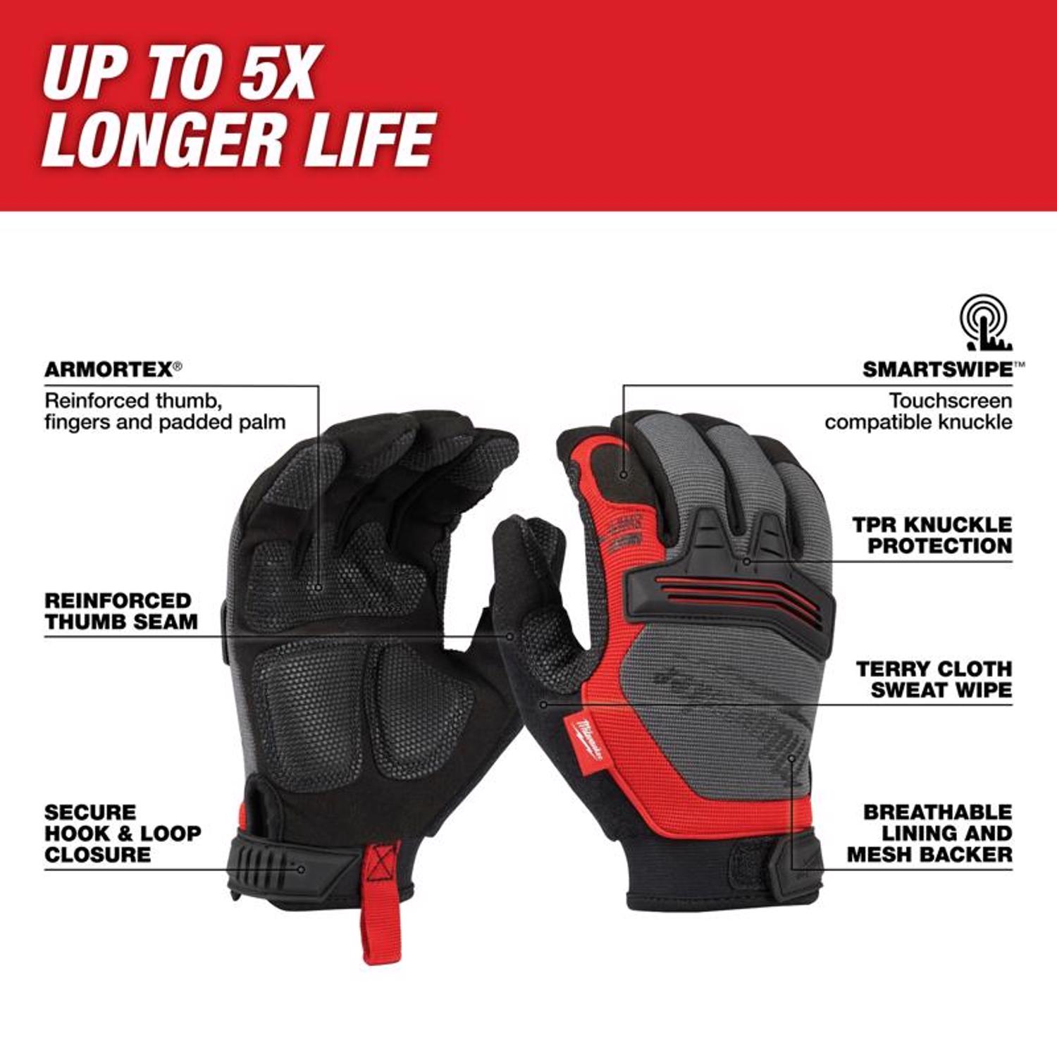 Milwaukee Demolition Work Gloves Red XL 1 pair - Jamoozus