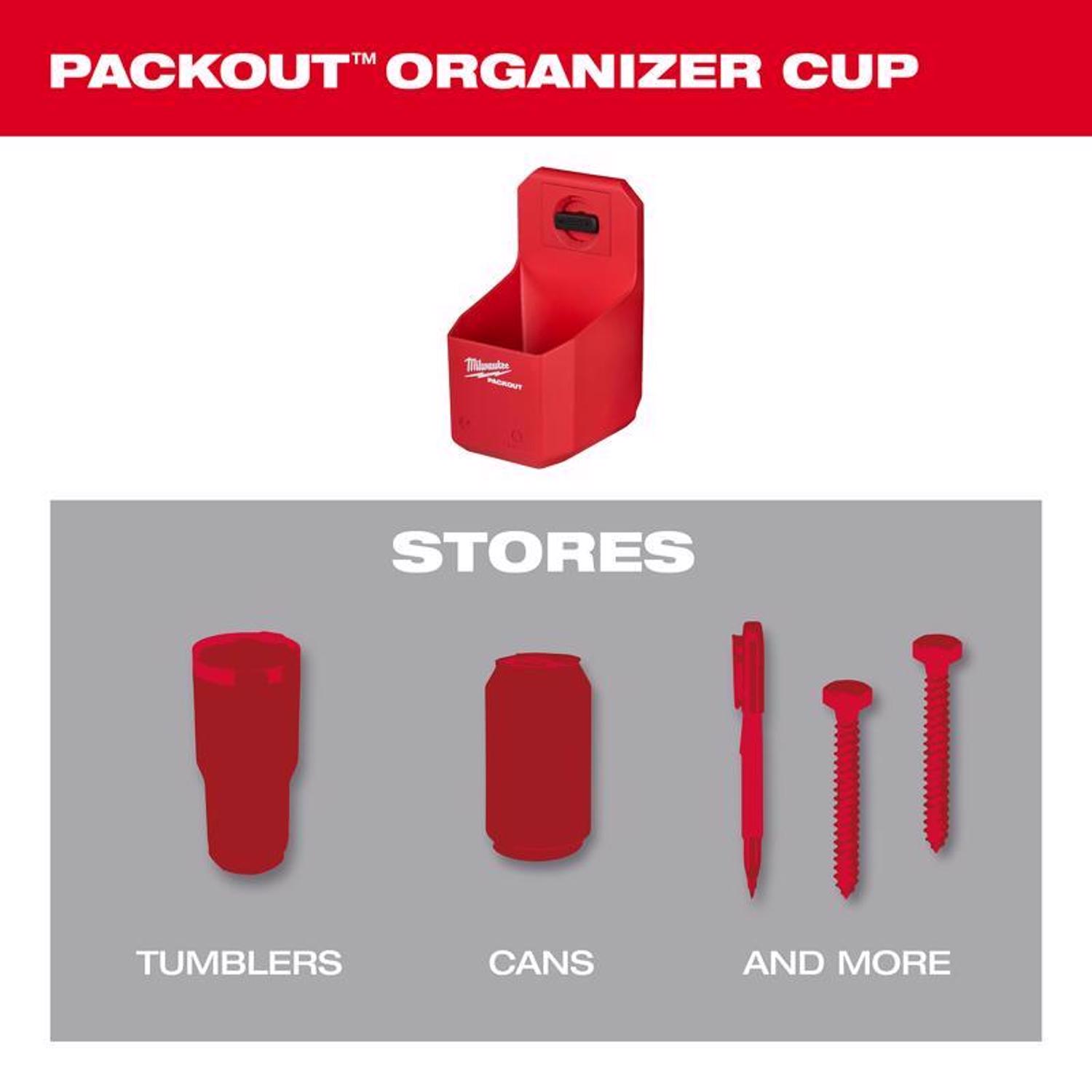 Milwaukee PACKOUT SHOP STORAGE Garage Organizer Organizer Cup Black/Red - Jamoozus