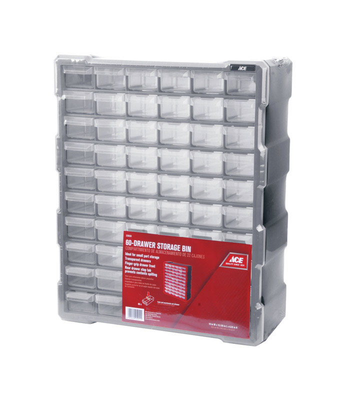 Ace 15 in. W X 19 in. H Storage Organizer Plastic 60 compartments Gray - Jamoozus