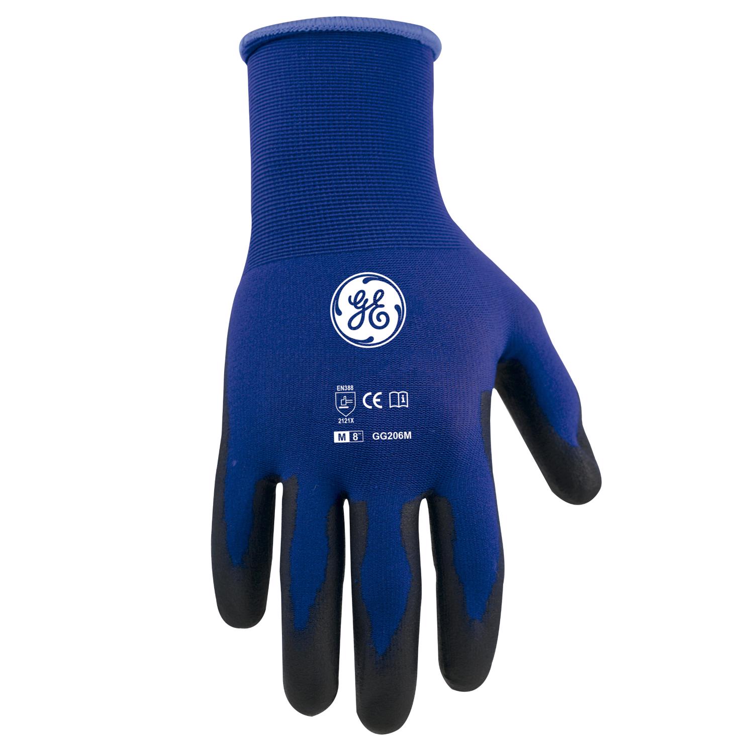 General Electric Unisex Dipped Gloves Black/Blue M 1 pair - Jamoozus
