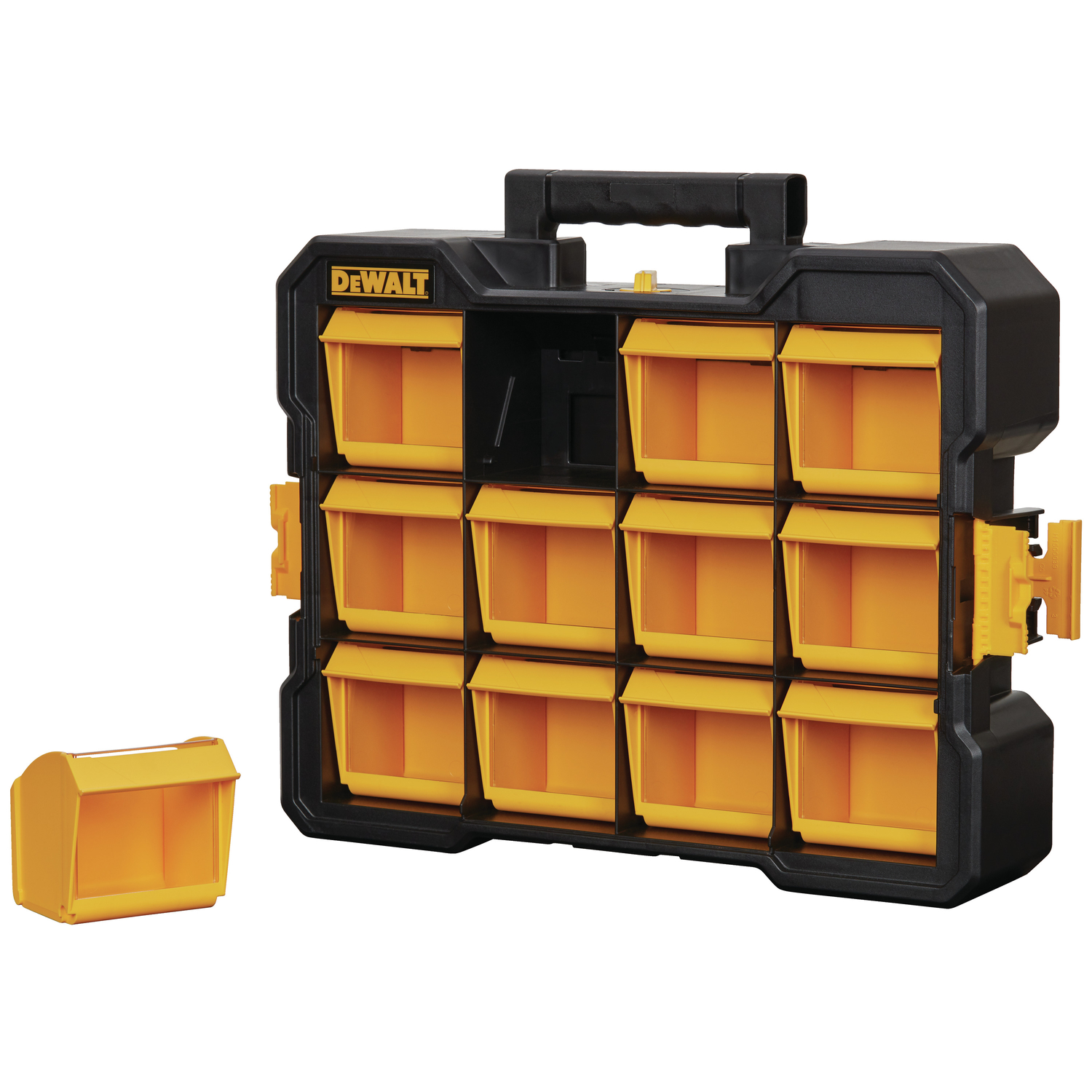 DeWalt 4.2 in. W X 13.5 in. H Flip Bin Storage Organizer Plastic 12 compartments Yellow - Jamoozus