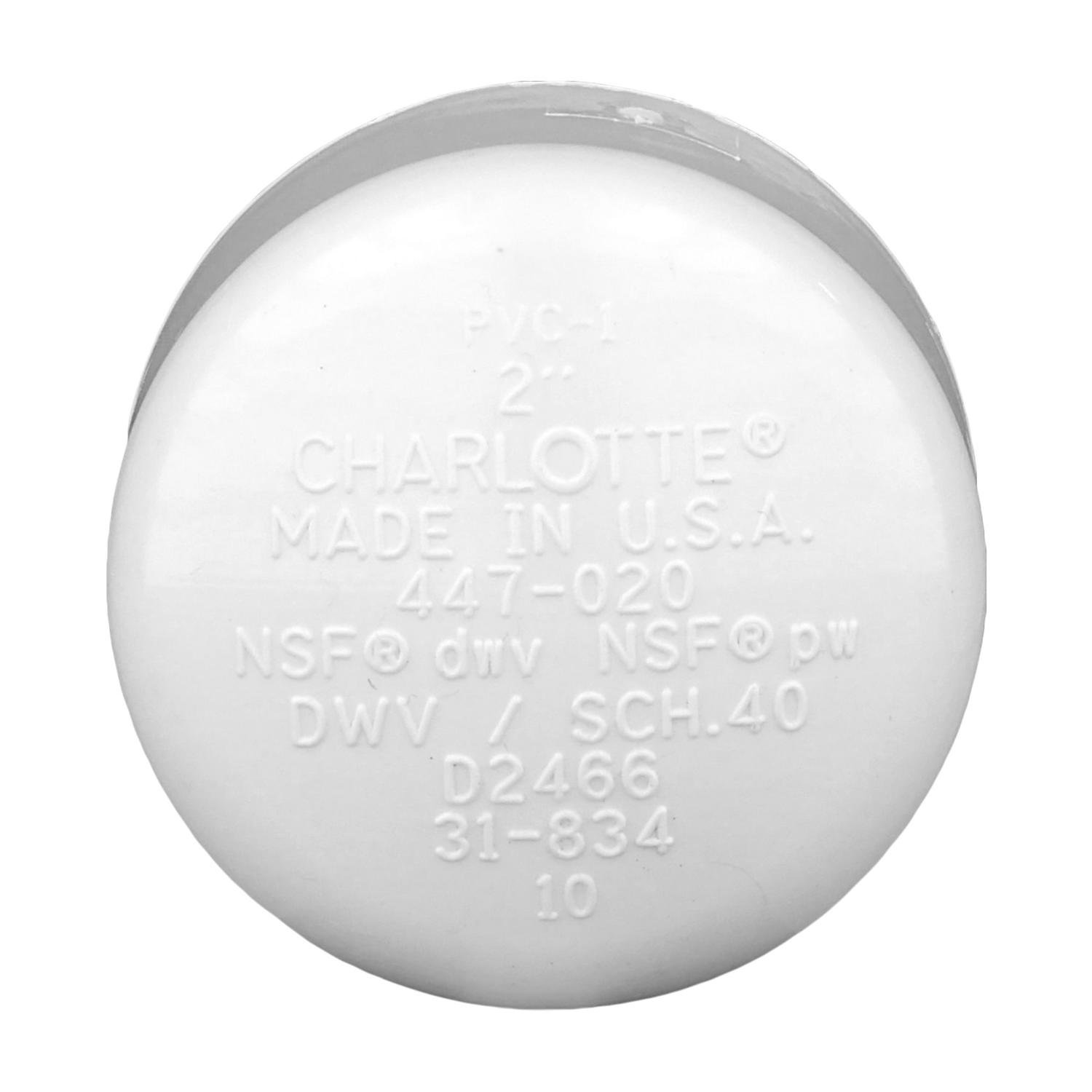 Charlotte Pipe Schedule 40 2 in. Hub X 2 in. D Hub PVC Cap 1 pk - Jamoozus