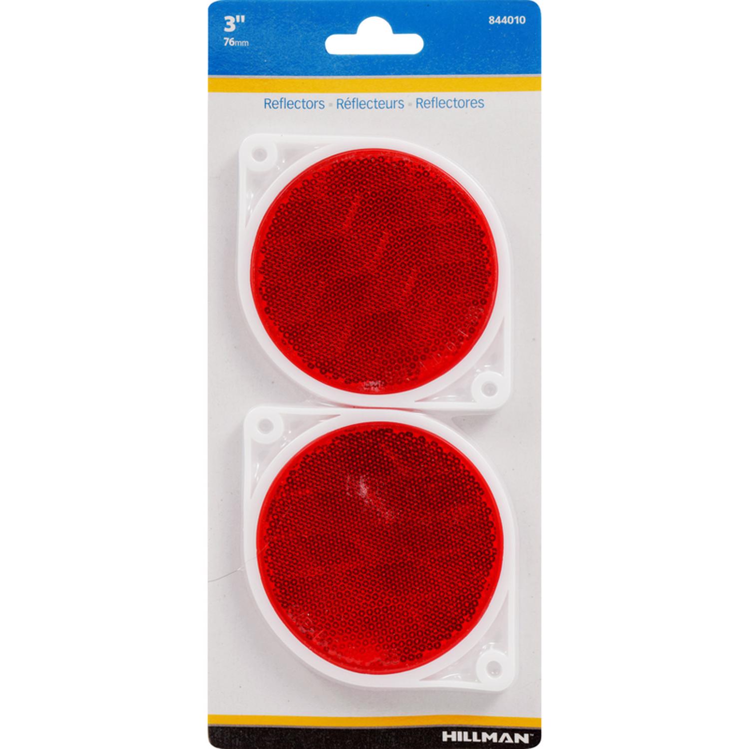 HILLMAN 3 in. Round Red Reflectors 2 pk - Jamoozus