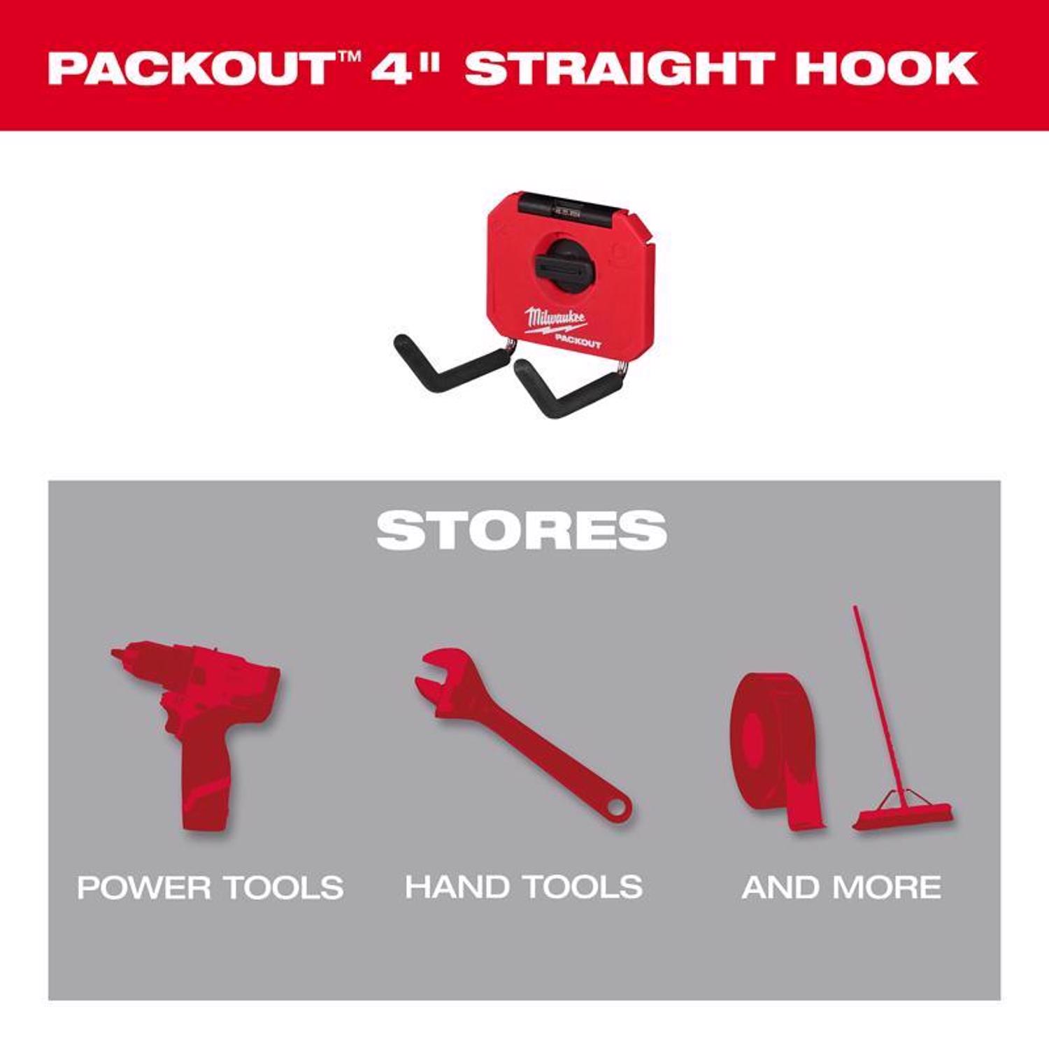 Milwaukee Packout Shop Storage Small Black/Red Plastic 4 in. L Straight Hook 1 pk - Jamoozus