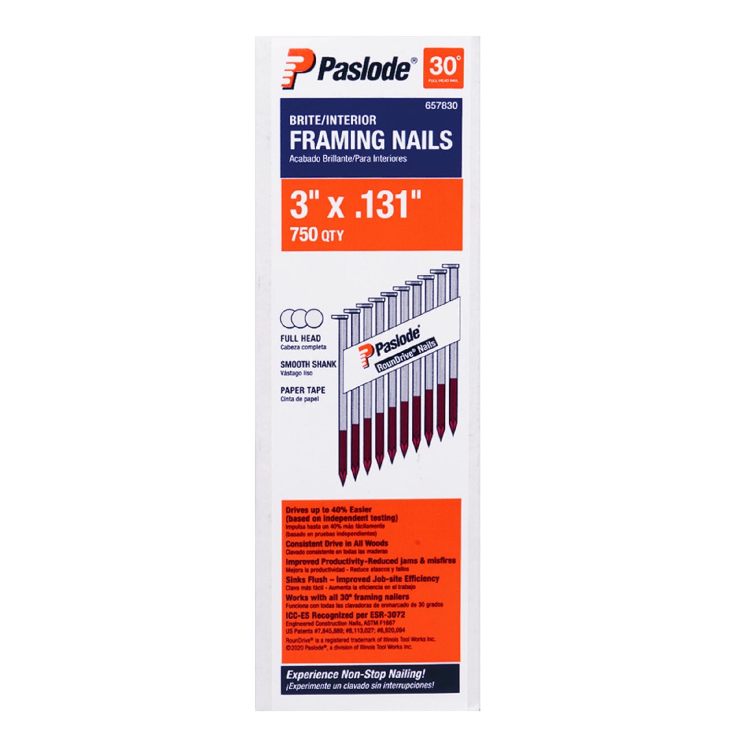 Paslode 3 in. Framing Bright Steel Nail Full Round Head - Jamoozus