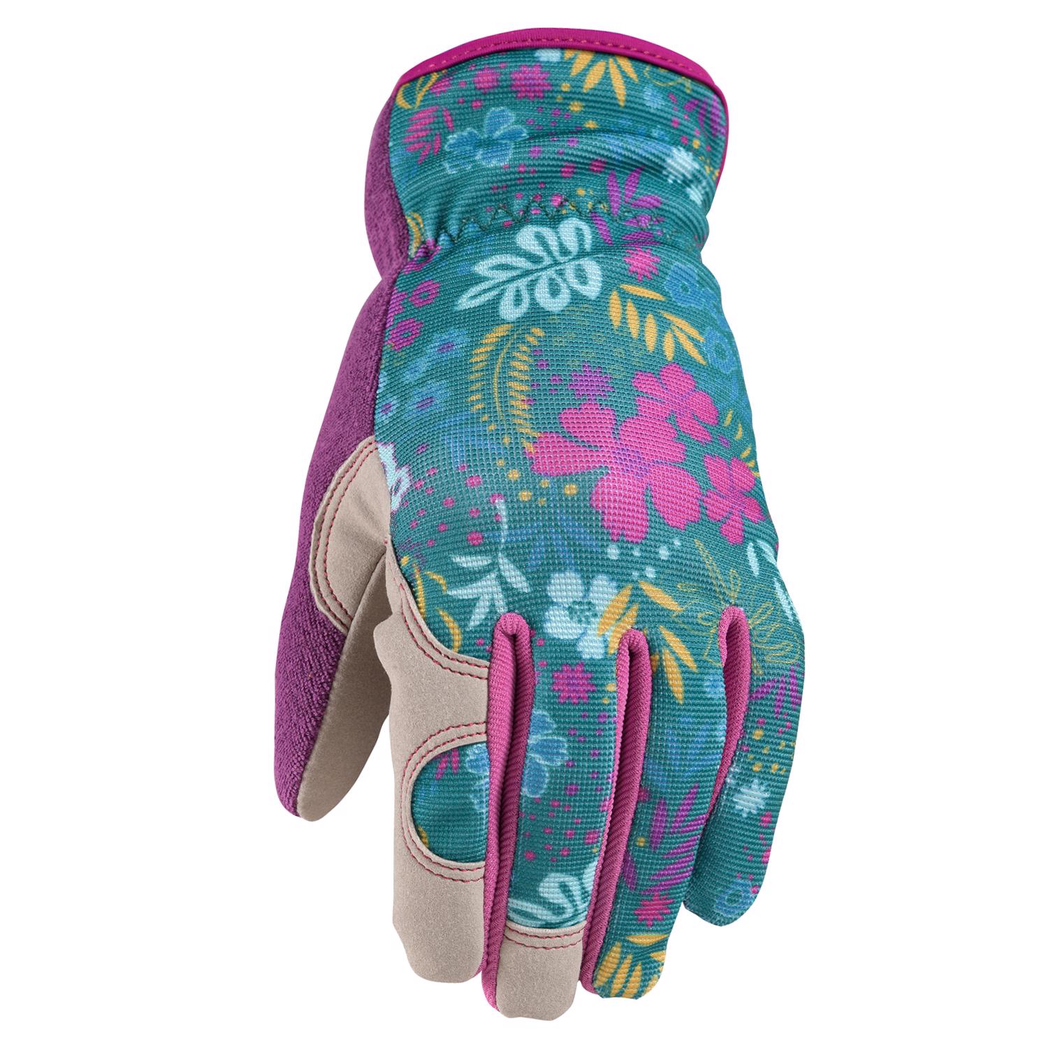 Wells Lamont Women's Indoor/Outdoor Botanical Work Gloves Multicolor L 1 pk - Jamoozus