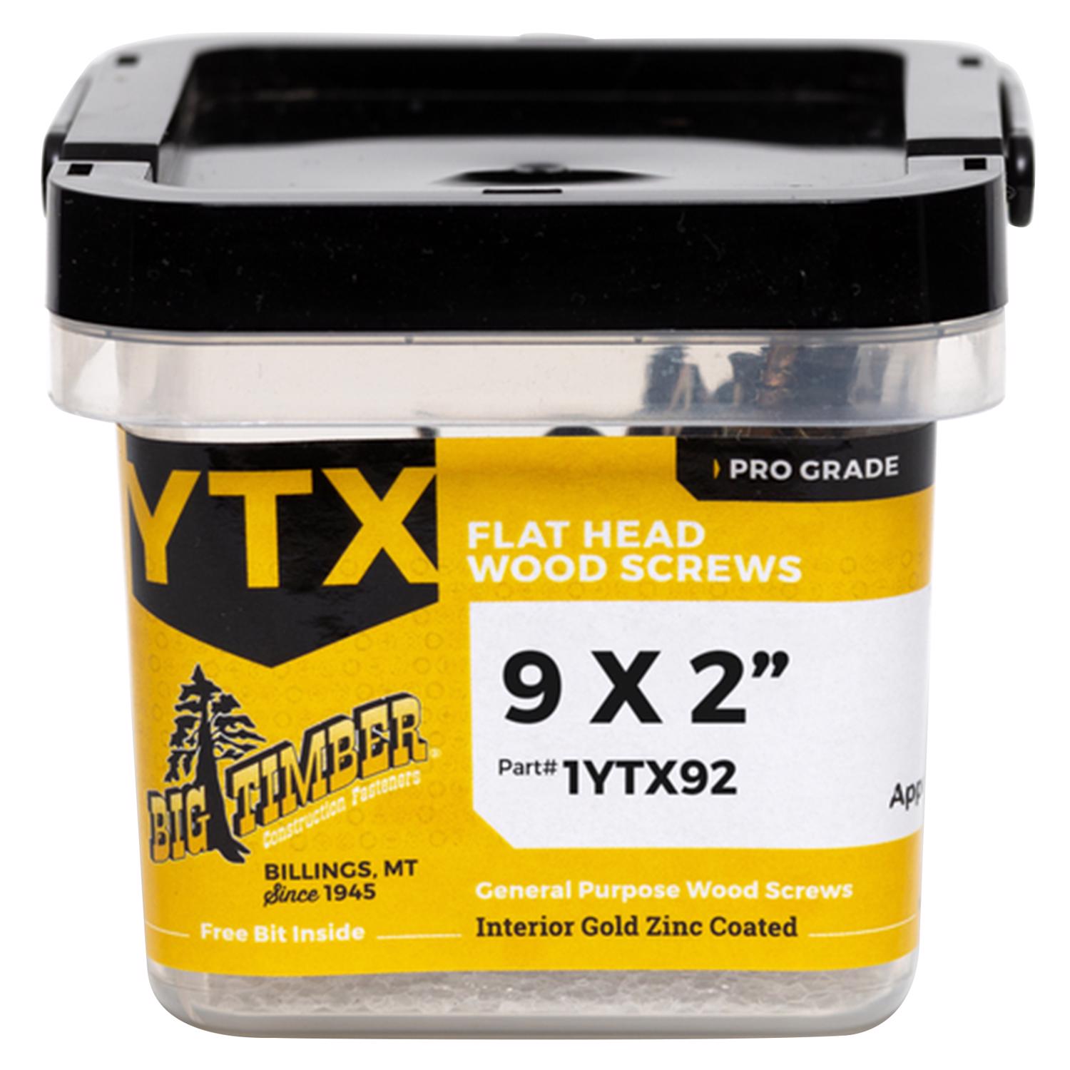 Big Timber No. 9 X 2 in. L Star Yellow Zinc Wood Screws 1 lb 117 pk - Jamoozus