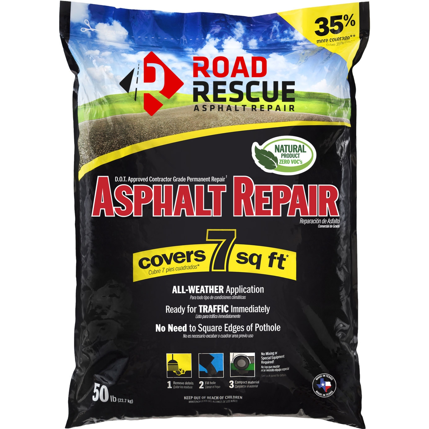 Road Rescue Black Asphalt Repair 50 lb - Jamoozus