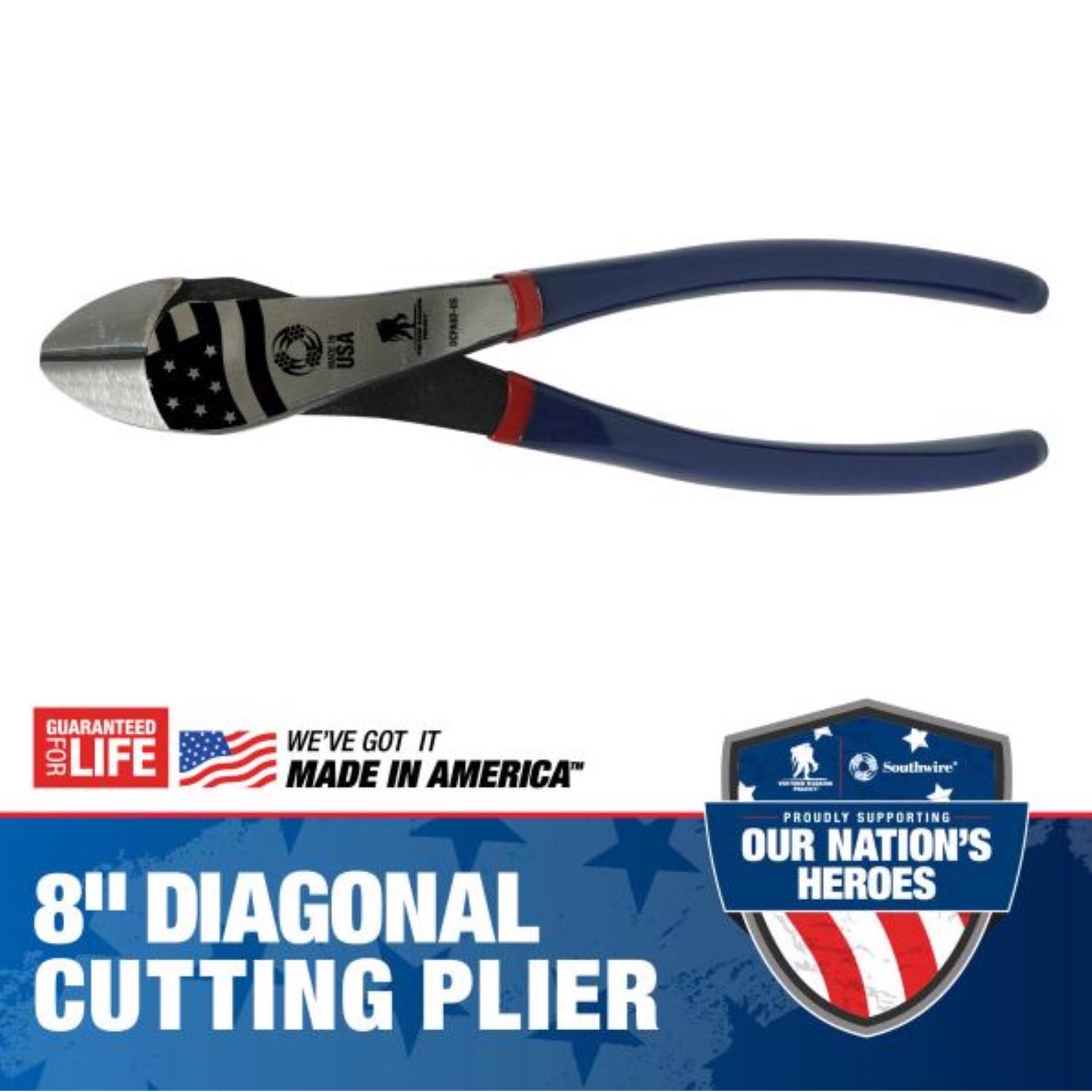 Southwire Wounded Warrior 8 in. L High-Leverage Angled Head Diagonal Pliers - Jamoozus