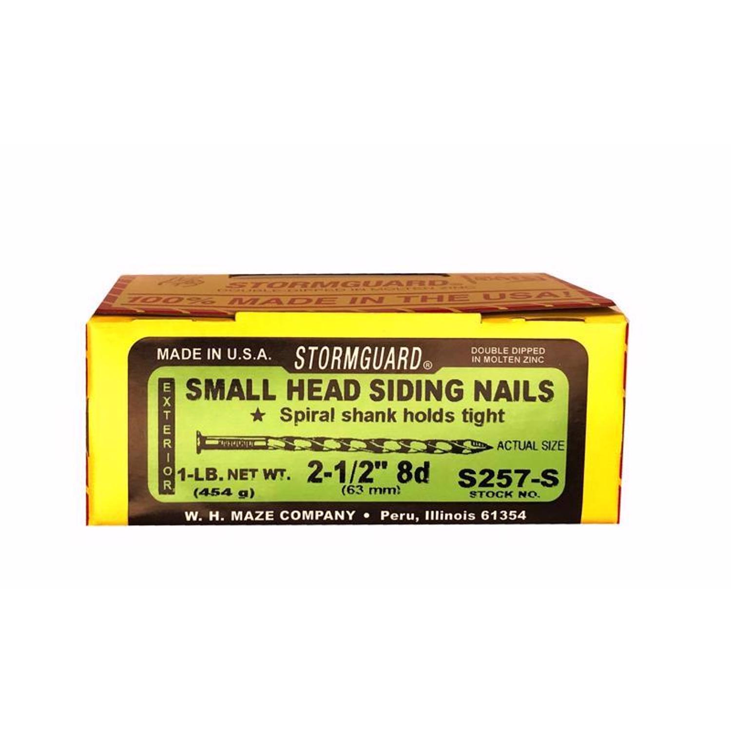 Maze 8D 2.5 in. Siding Hot-Dipped Galvanized Carbon Steel Nail Flat Head 1 lb - Jamoozus