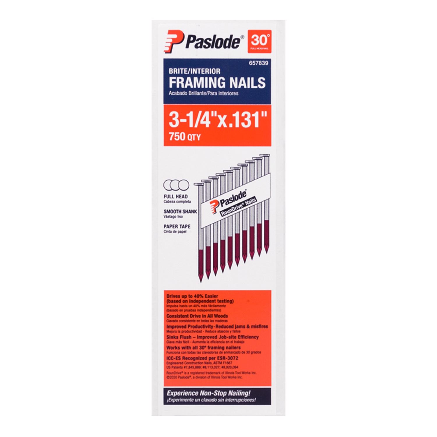 Paslode 3-1/4 in. Framing Bright Steel Nail Full Round Head - Jamoozus