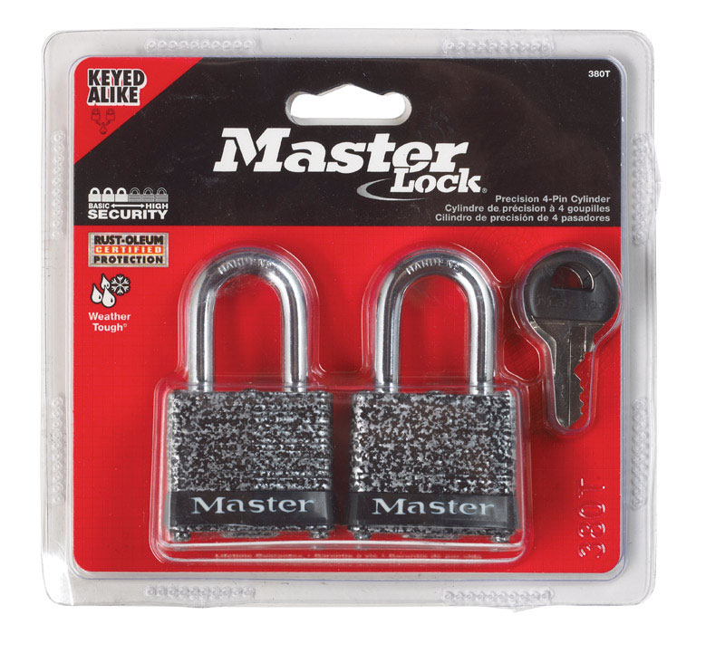 Master Lock 1.5625 in. H X 1-9/16 in. W X 1-1/2 in. L Steel 4-Pin Cylinder Padlock Keyed Alike - Jamoozus