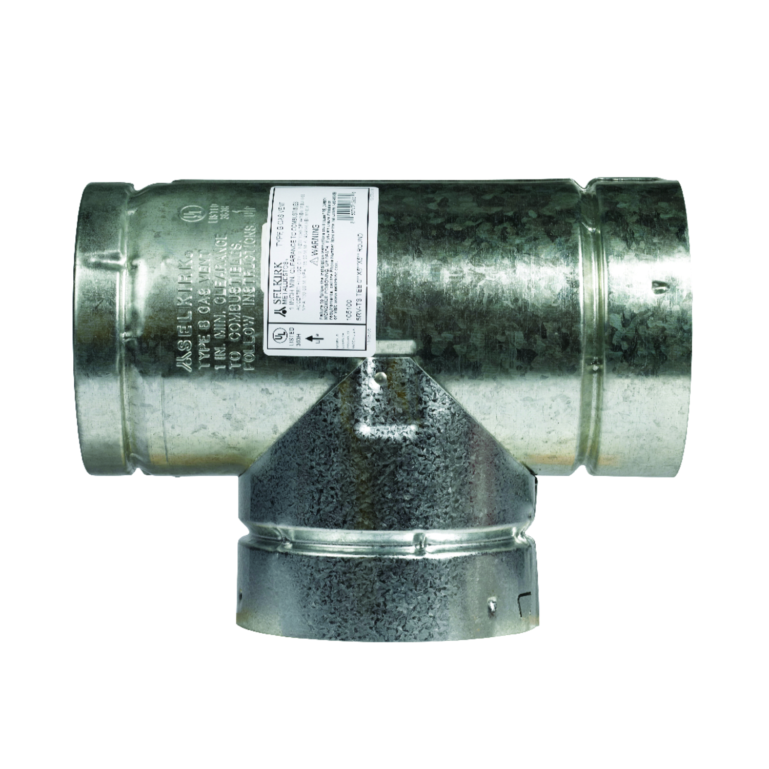 Selkirk 5 in. X 5 in. X 5 in. Aluminum/Galvanized Steel Stove Pipe Tee Cap Flow Tee - Jamoozus