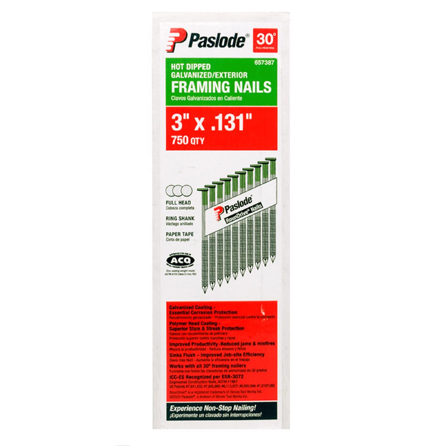 Paslode 3 in. Framing Hot-Dipped Galvanized Steel Nail Full Round Head - Jamoozus