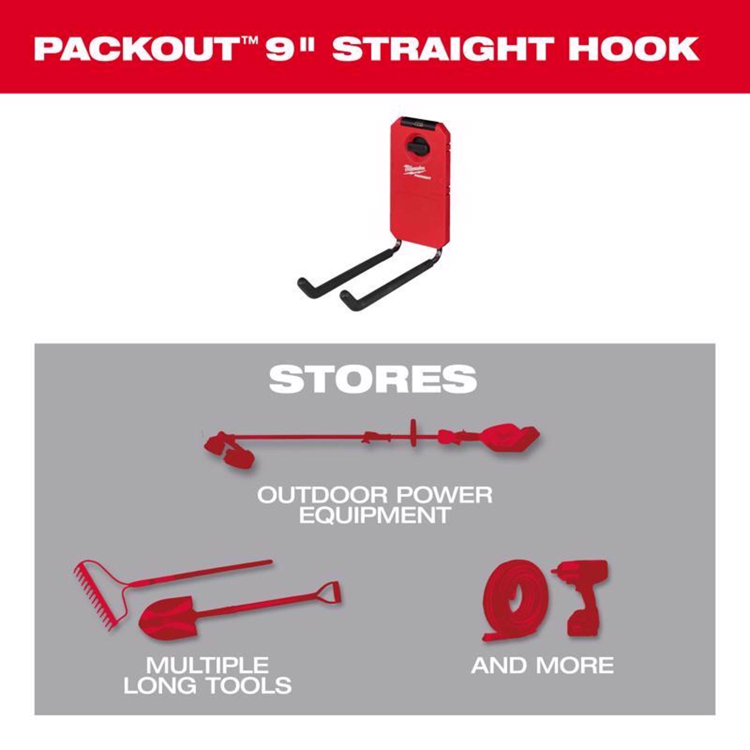 Milwaukee Packout Shop Storage Small Black/Red Plastic 9 in. L Straight Hook 25 lb 1 pk - Jamoozus