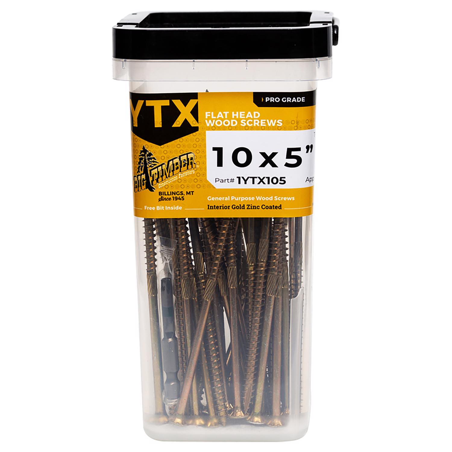 Big Timber No. 10 X 5 in. L Star Gold Zinc Coated Wood Screws 1 lb 38 pk - Jamoozus