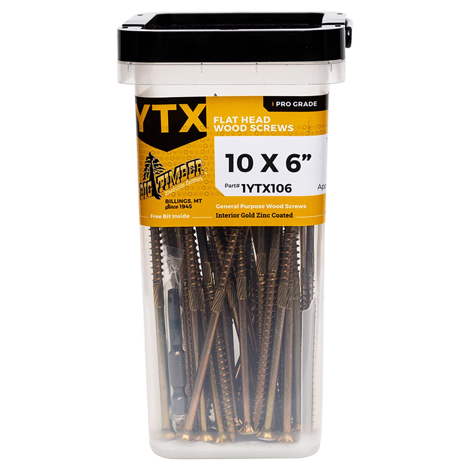 Big Timber No. 10 X 6 in. L Star Gold Zinc Coated Wood Screws 1 lb 33 pk - Jamoozus