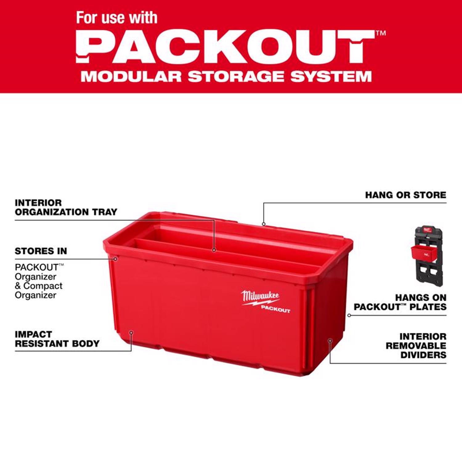 Milwaukee PACKOUT SHOP STORAGE Garage Organizer Large Parts Bin Set Red - Jamoozus