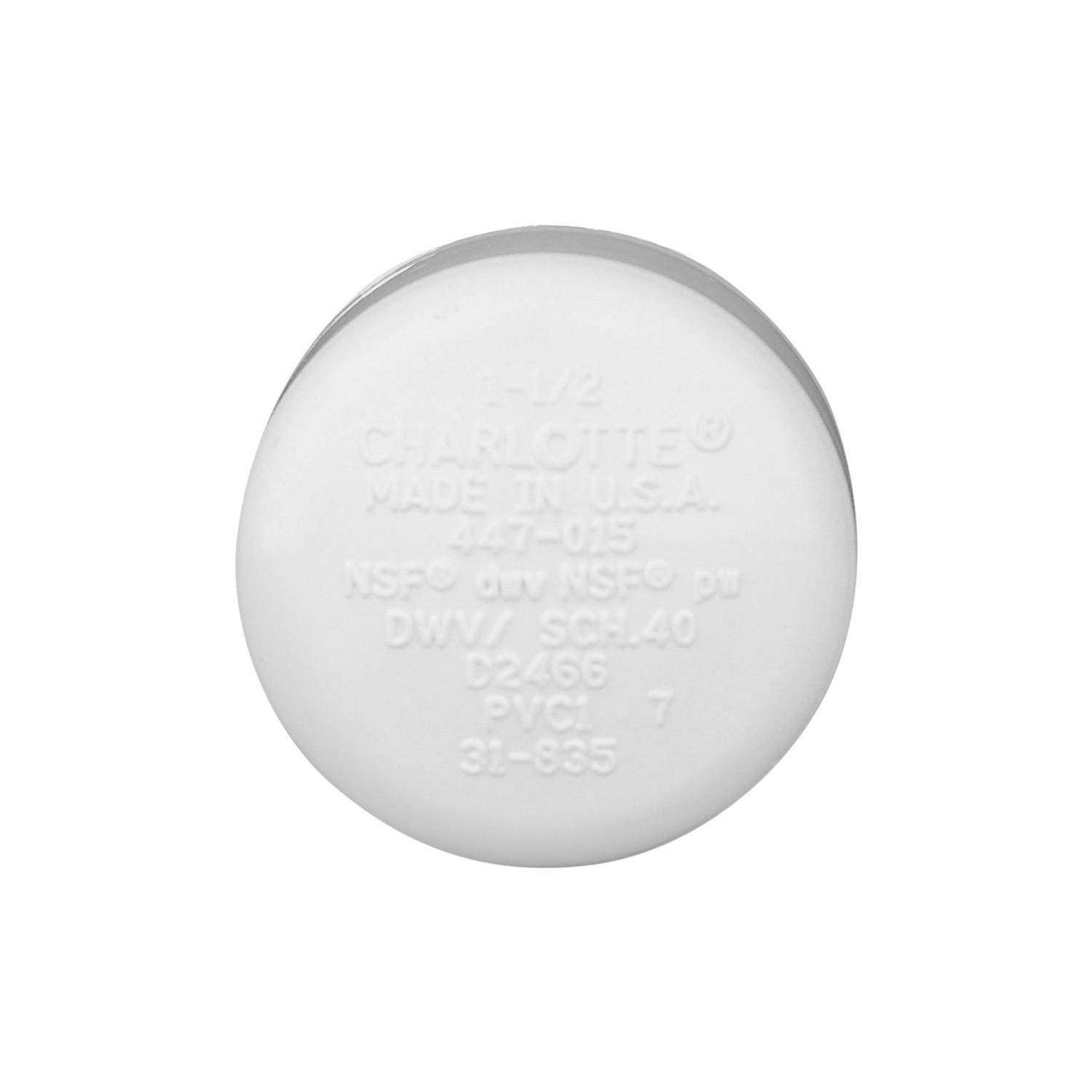 Charlotte Pipe Schedule 40 1-1/2 in. Hub X 1-1/2 in. D Hub PVC Cap 1 pk - Jamoozus