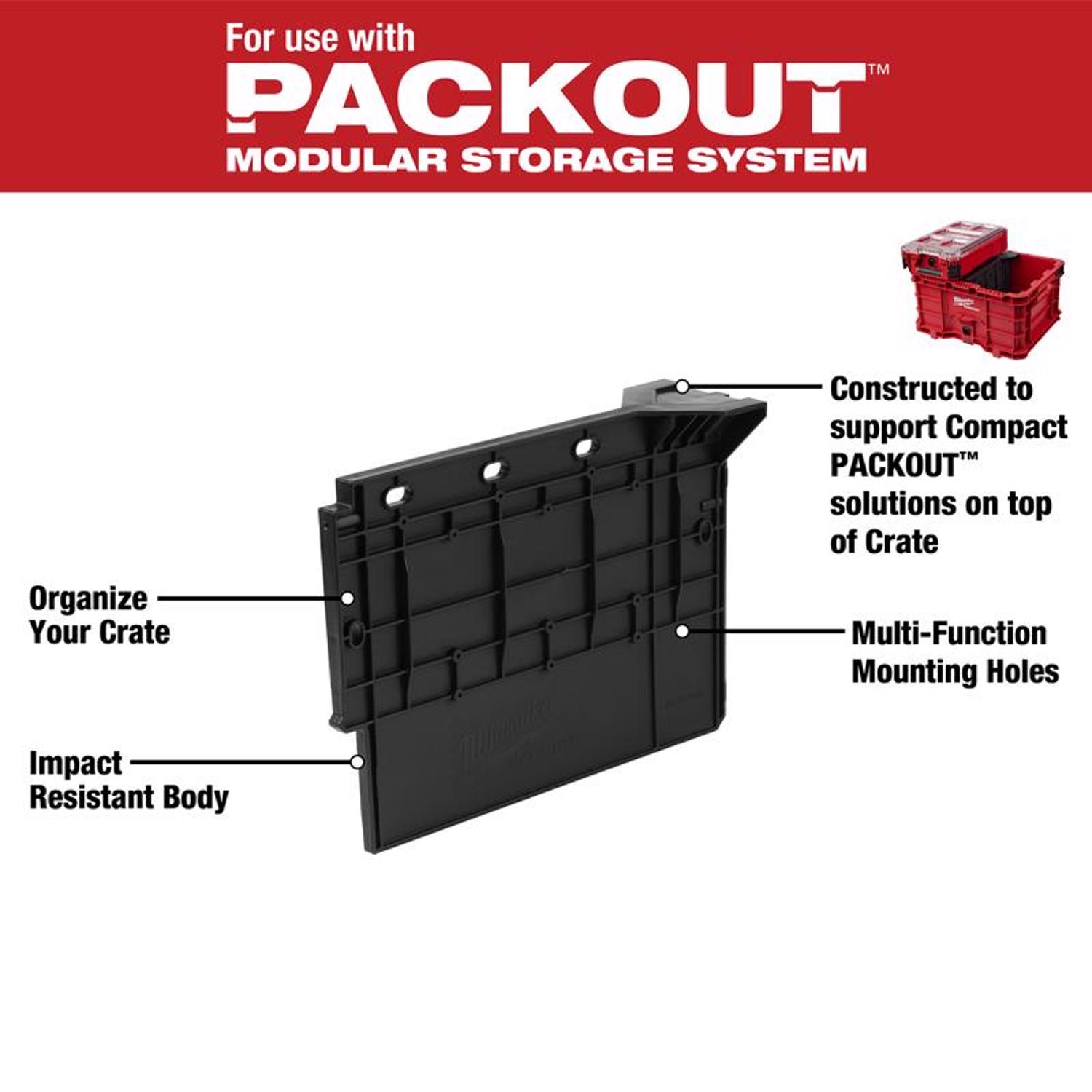 Milwaukee PACKOUT Crate Divider Impact-Resistant Poly Black - Jamoozus