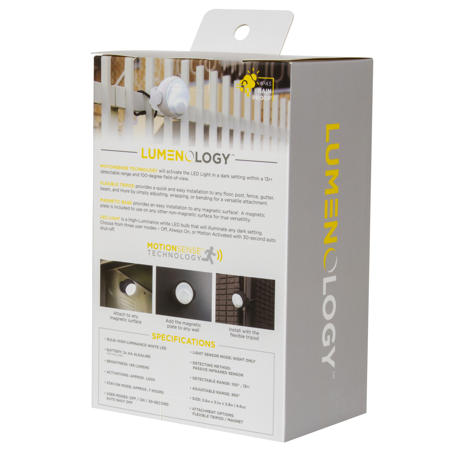 Lumenology Motion-Sensing Battery Powered LED White Security Light - Jamoozus