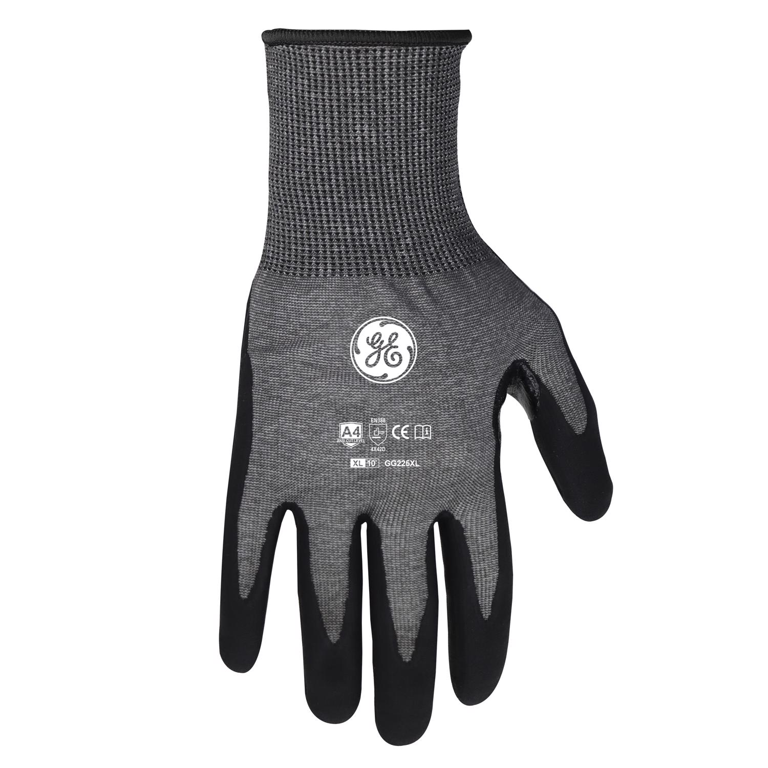 General Electric Unisex Dipped Gloves Black/Gray XL 1 pair - Jamoozus