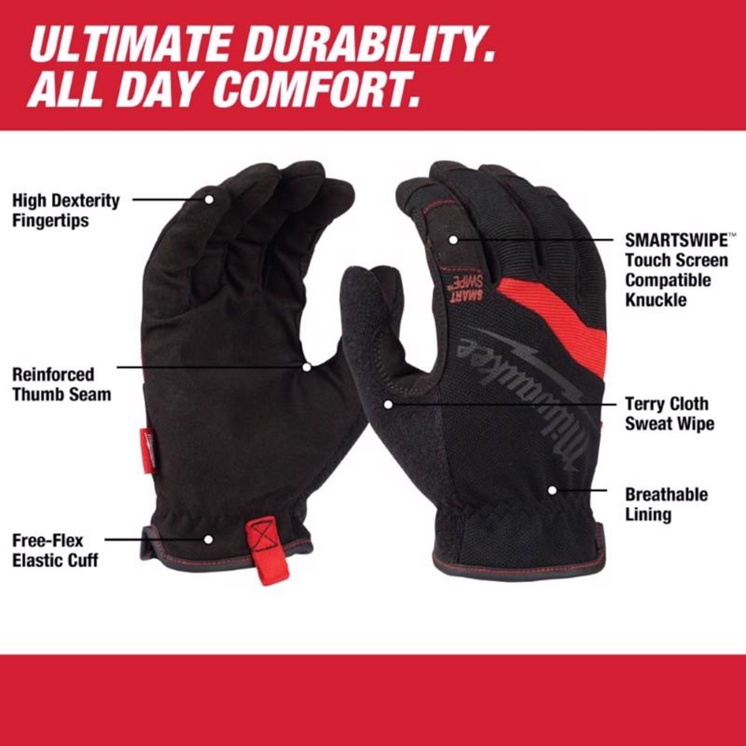 Milwaukee Free Flex Work Gloves Red L 1 pair - Jamoozus