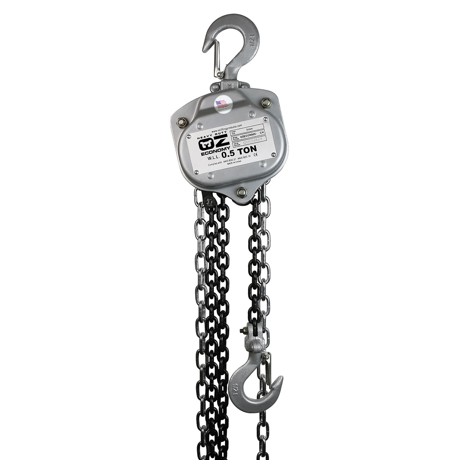 OZ Lifting Products Steel 1000 lb. cap. Chain Hoist - Jamoozus