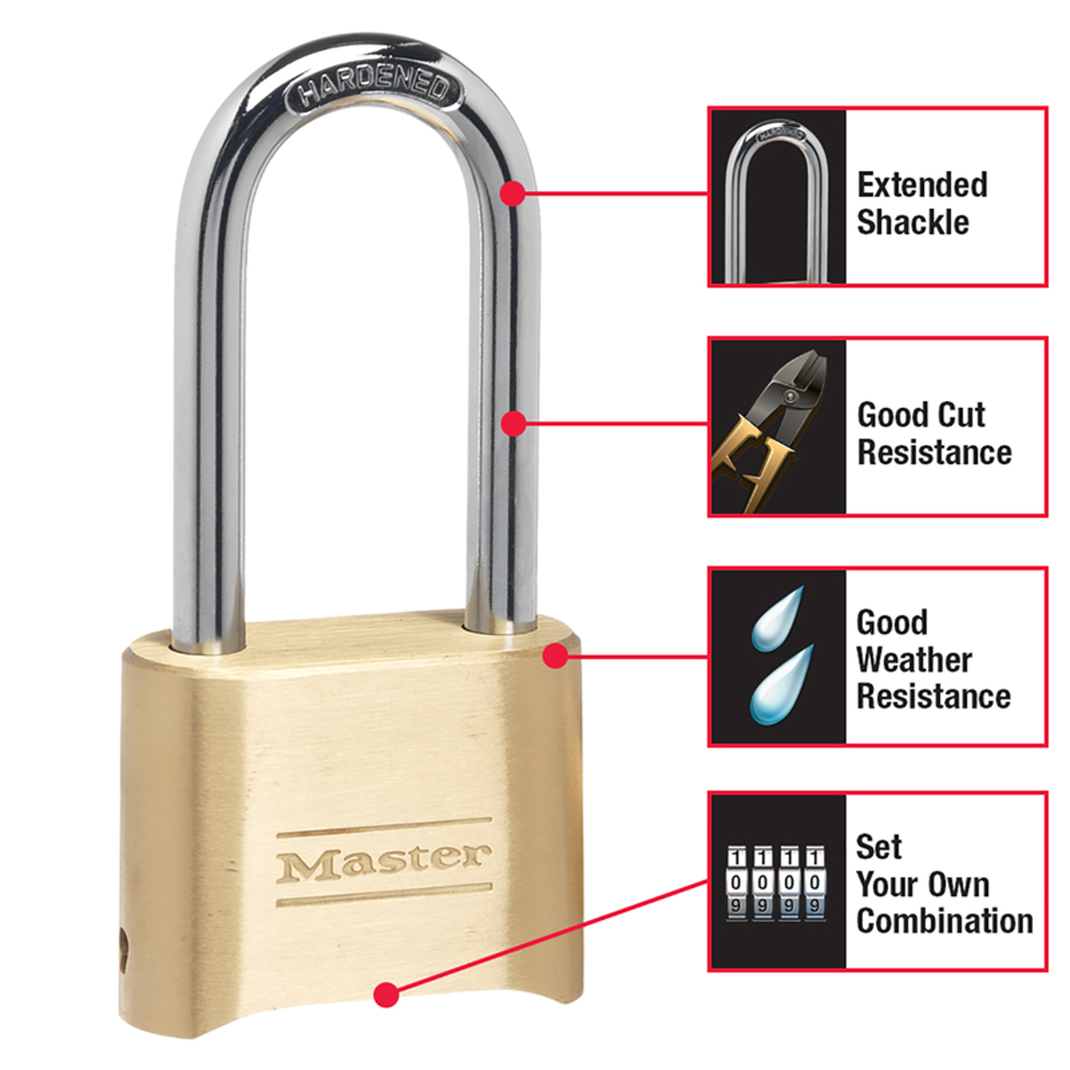 Master Lock 4-1/8 in. H X 2 in. W Steel Resettable Combination Padlock - Jamoozus