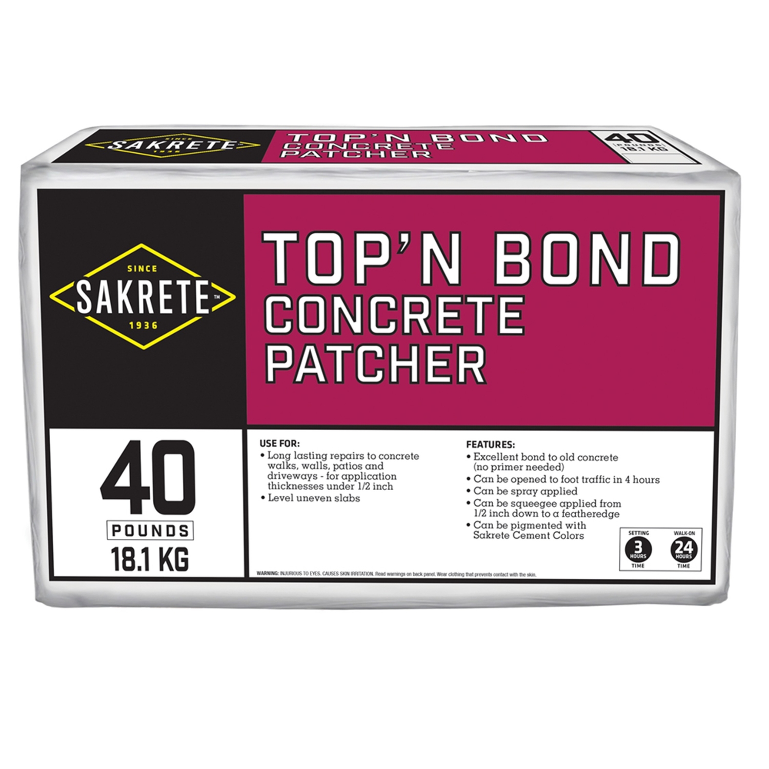 Sakrete Top 'N Bond Concrete Patch and Repair 40 lb Gray - Jamoozus