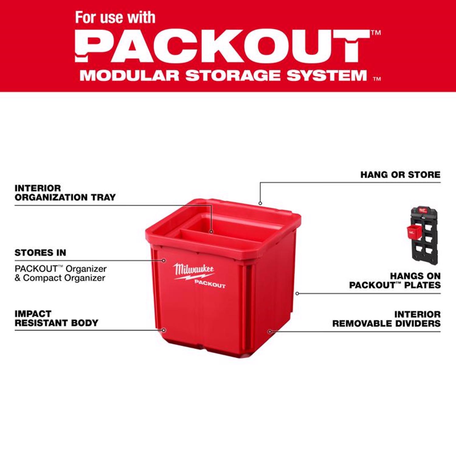 Milwaukee PACKOUT SHOP STORAGE Garage Organizer Small Parts Bin Set Red - Jamoozus