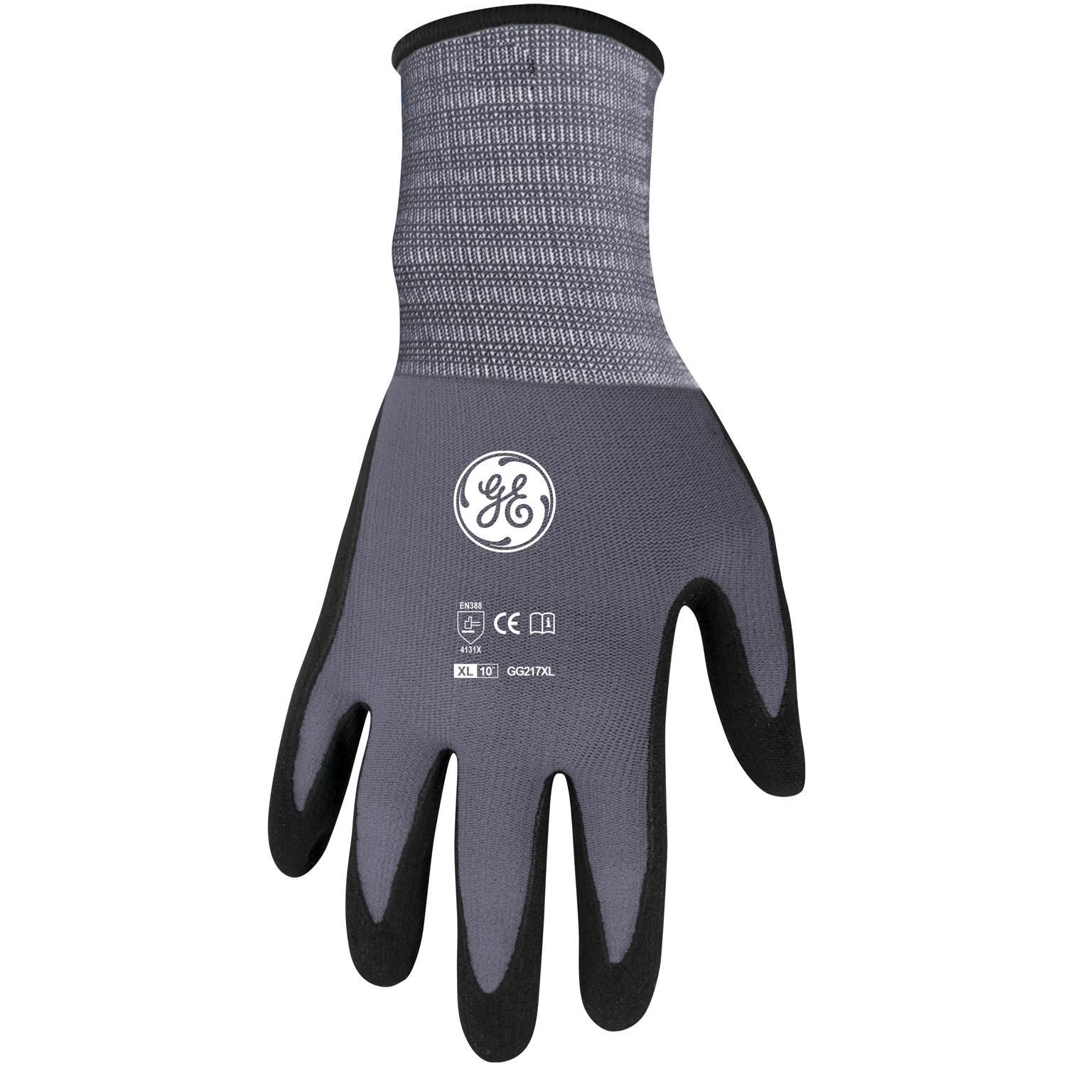General Electric Unisex Dipped Gloves Black/Gray XL 1 pair - Jamoozus
