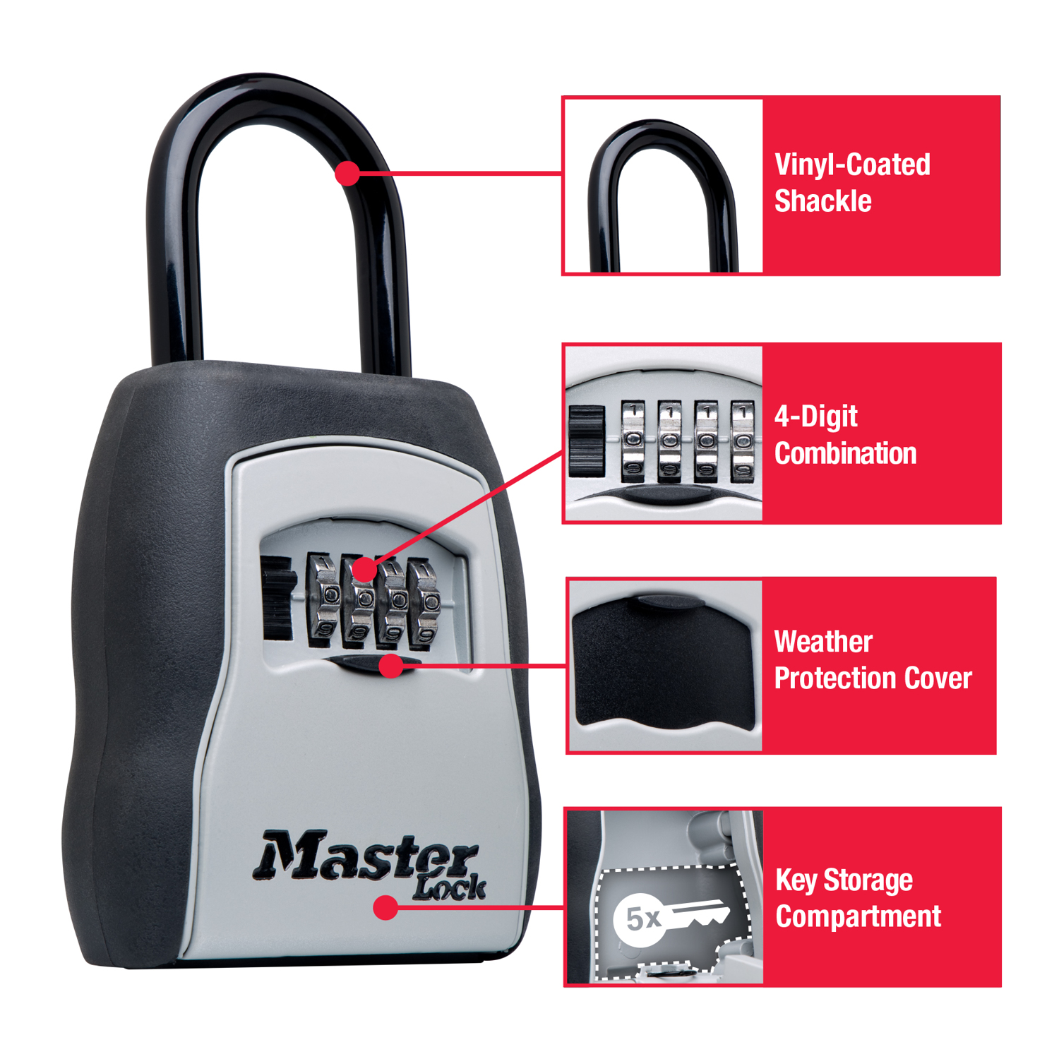 Master Lock 5-7/32 in. H X 3-1/4 in. W Metal 4-Digit Combination Lock Box - Jamoozus