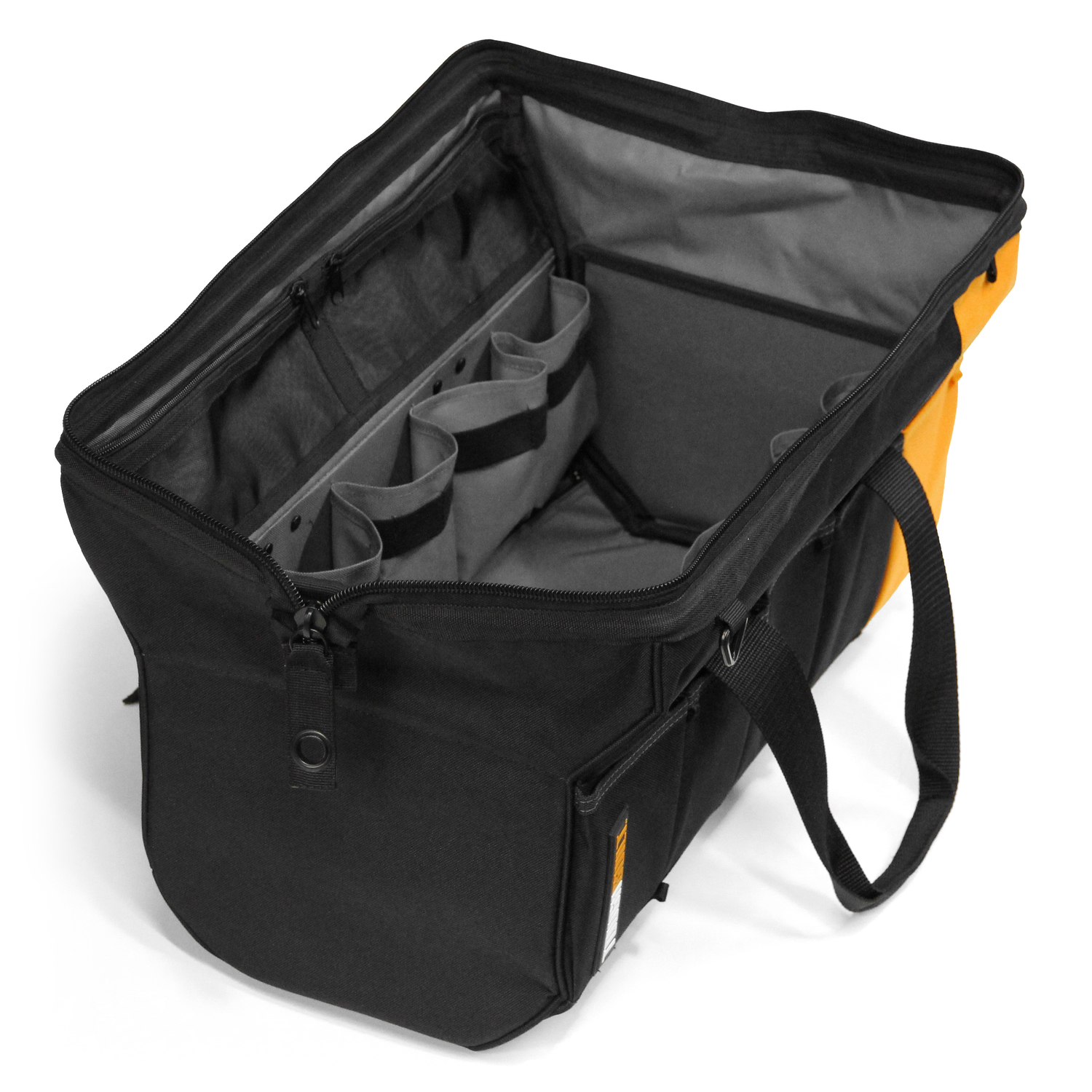 ToughBuilt 6.5 in. W X 10.5 in. H Polyester Massive Mouth Tool Bag 51 pocket Black/Gray/Orange 1 pc - Jamoozus