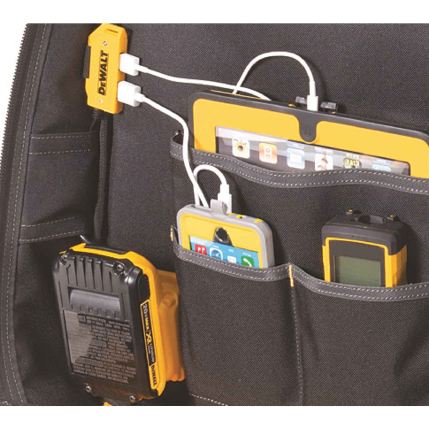 DeWalt 6 in. W X 19.75 in. H Ballistic Polyester Tool Charging Back Pack 23 pocket Black/Yellow 1 pc - Jamoozus