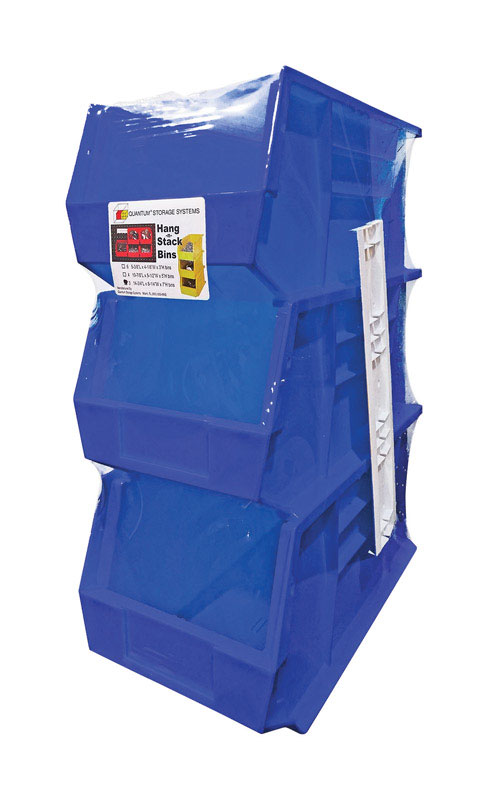 Quantum Storage 8-1/4 in. W X 13-3/4 in. H Stack and Hang Bin Polypropylene 3 pk Blue - Jamoozus